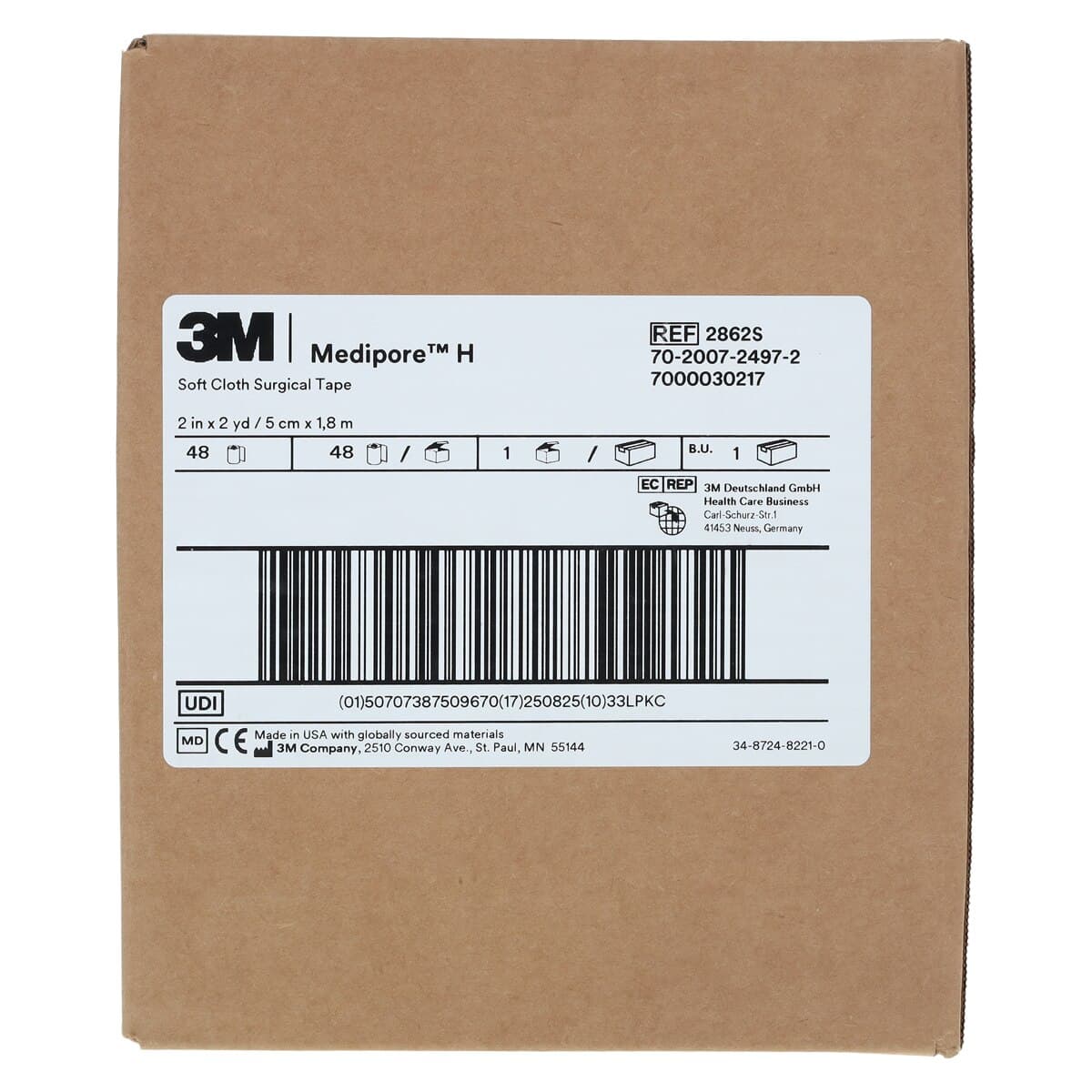 3M Medipore H Soft Cloth Surgical Tape, 2" x 2 yd, White, 48 Rolls/Case, 2862S thumbnail 3
