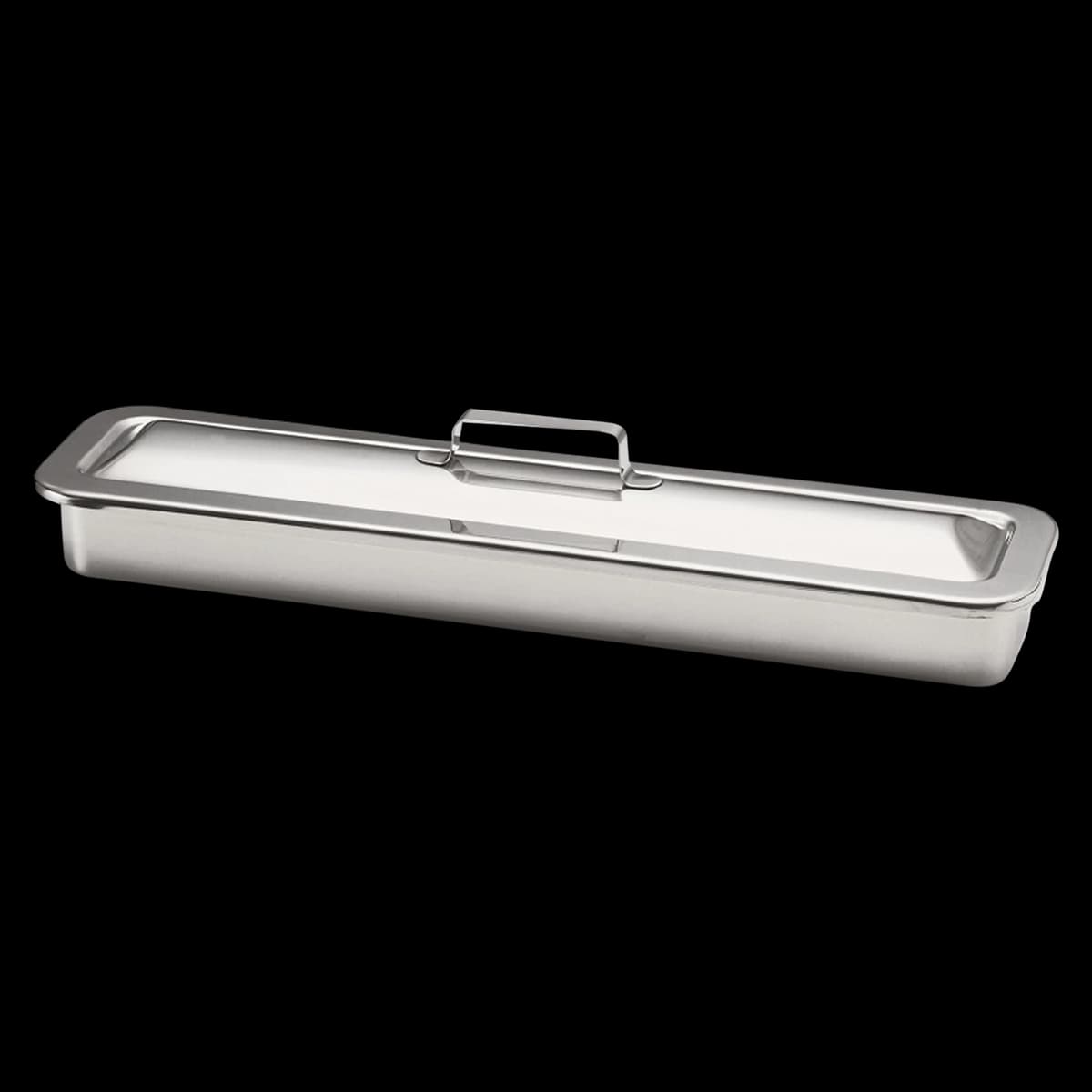 Dukal Instrument Tray, Stainless Steel, 17x4x1-1/8", Reusable, 6/Box - Handle Instrument Lip Strap - Image 1