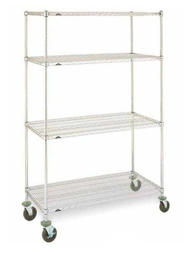 InterMetro Super Erecta Stem Caster Cart, 48" x 21" x 69", (2) Swivel/(2) Brake Rubber Casters - Cart Stem Caster Wire - Image 1