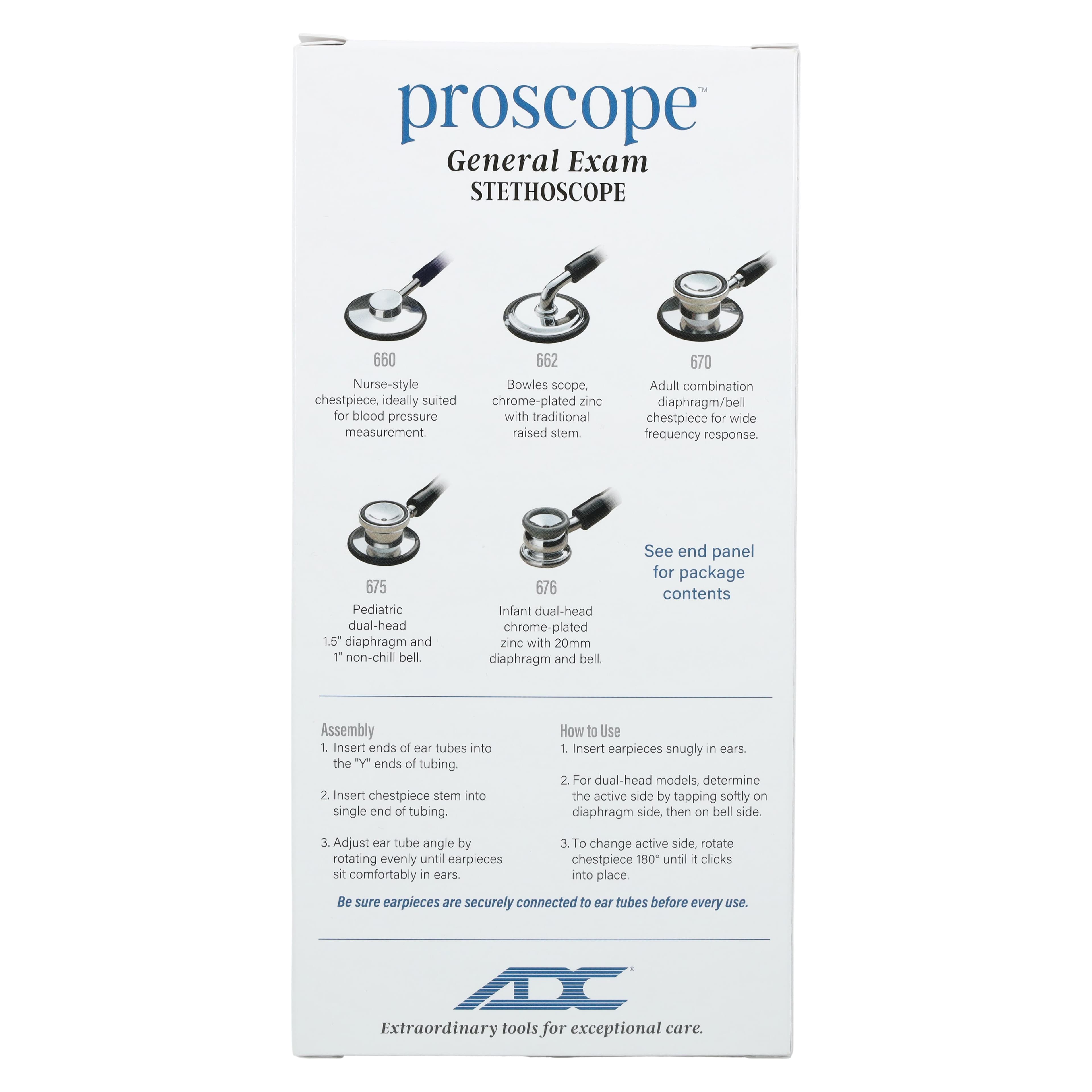 American Diagnostic Proscope 660 Classic Stethoscope, Adult, Navy, Single Lumen Tubing, 30" thumbnail 7