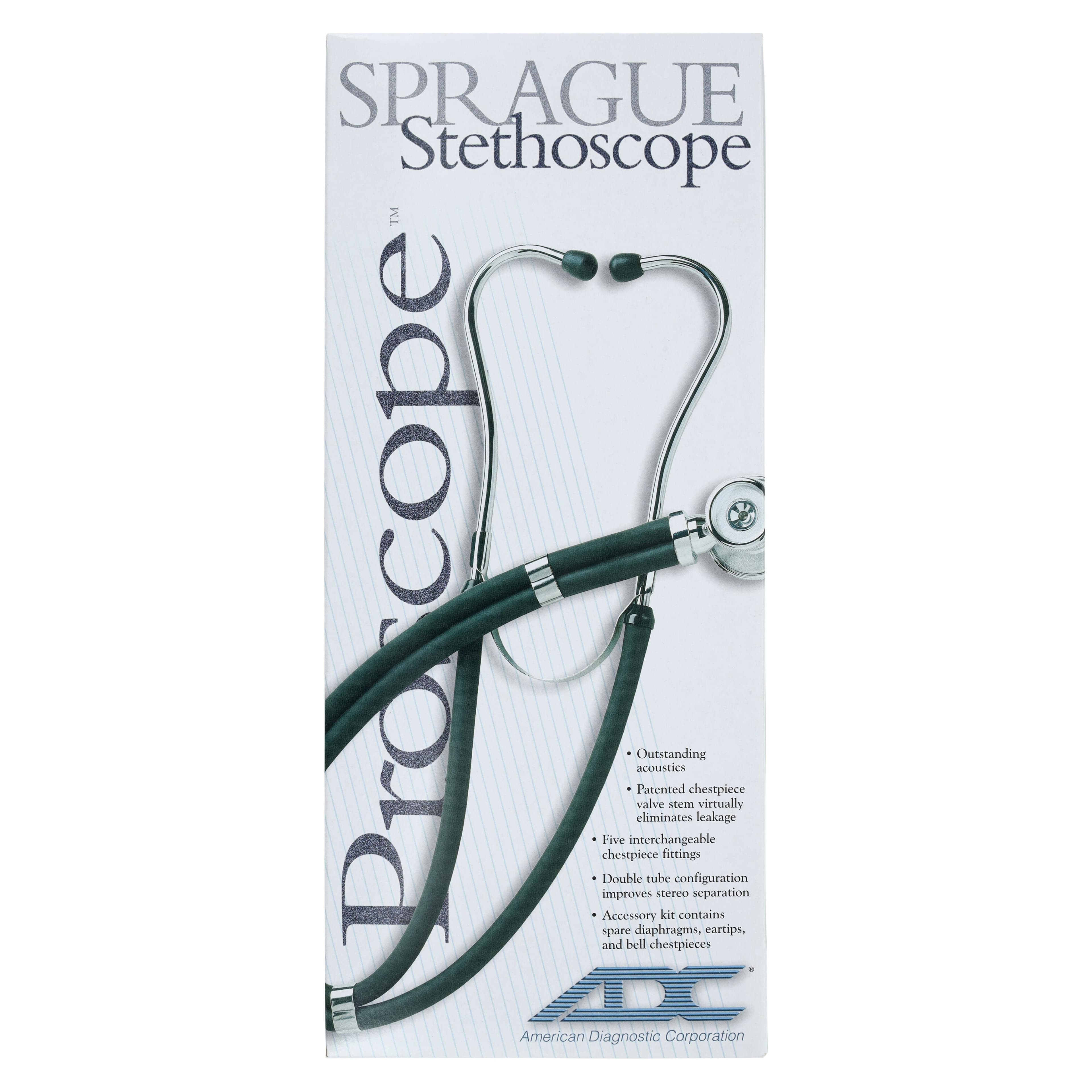 American Diagnostic Proscope 640 Sprague Rappaport Stethoscope, Adult/Pediatric, Black, Double Lumen Tubing thumbnail 8