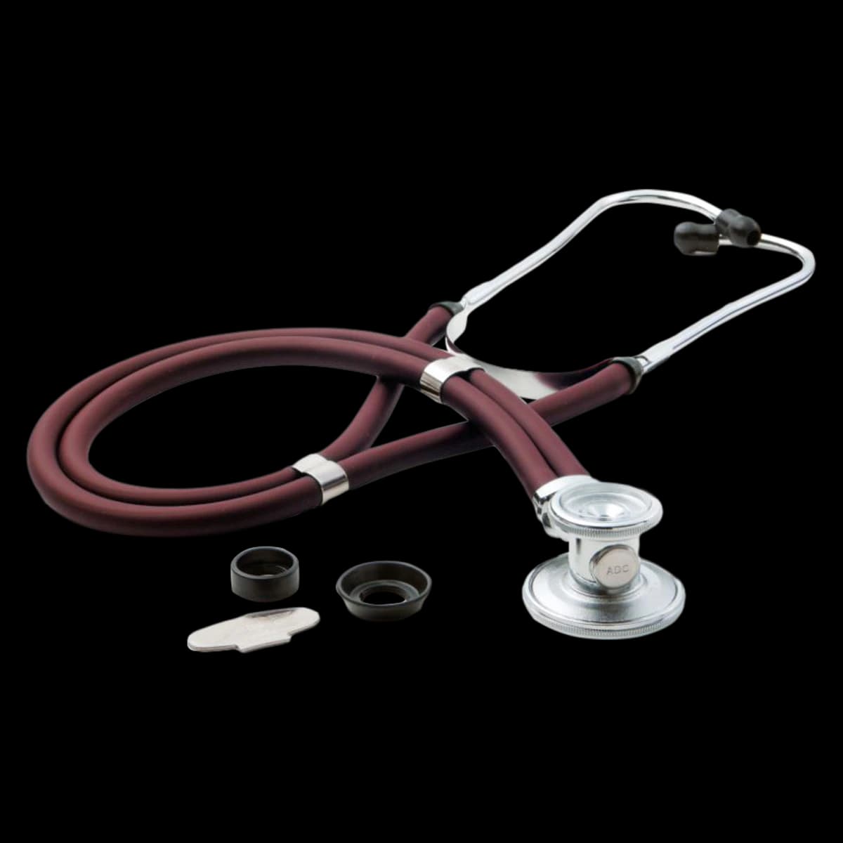 ADC Adscope 641 Sprague Rappaport Stethoscope, Adult/Pediatric, Burgundy, Double Lumen Tubing - Stethoscope Adscope Burgundy - Image 1