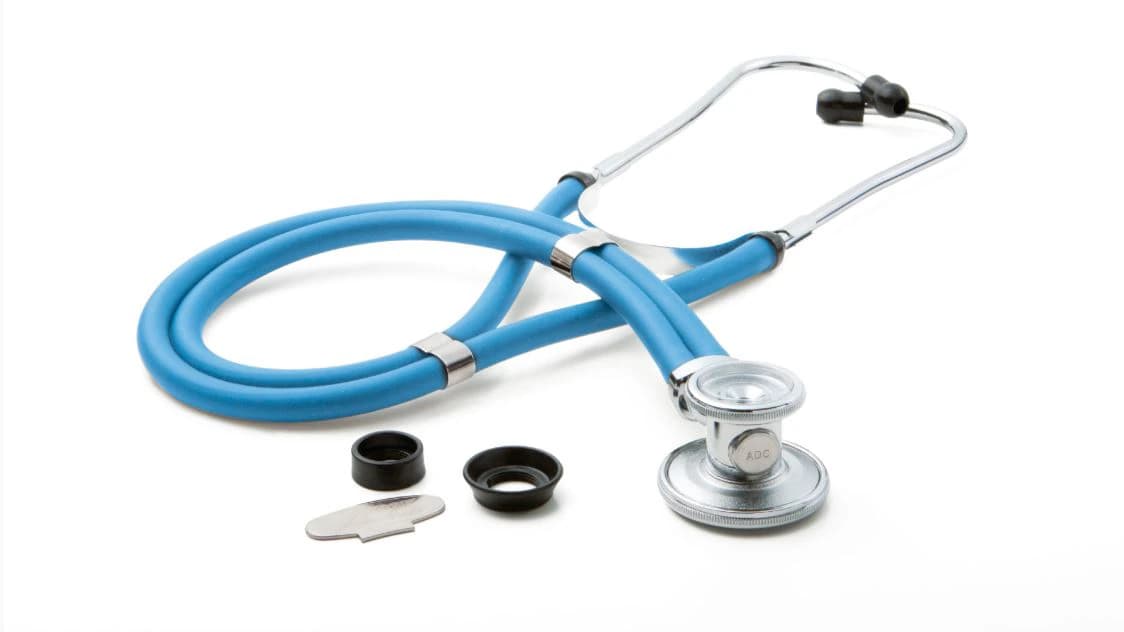 ADC Adscope 641 Sprague Rappaport Stethoscope, Adult/Pediatric, Neon Blue, Double Lumen Tubing - Steth Adscope Blu 2Hd Sprague - Image 1