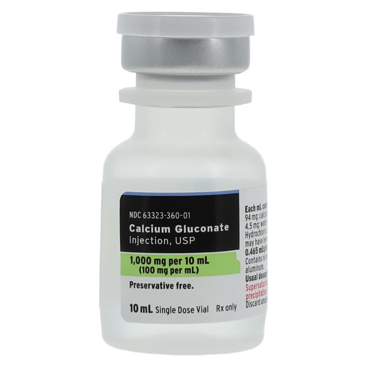 Calcium Gluconate Injection 100 mg/mL, Preservative-Free, Single-Dose Vial, 10 mL, 25/Package - DUKE Calcium Gluc Inj SDV 10mL - Image 1