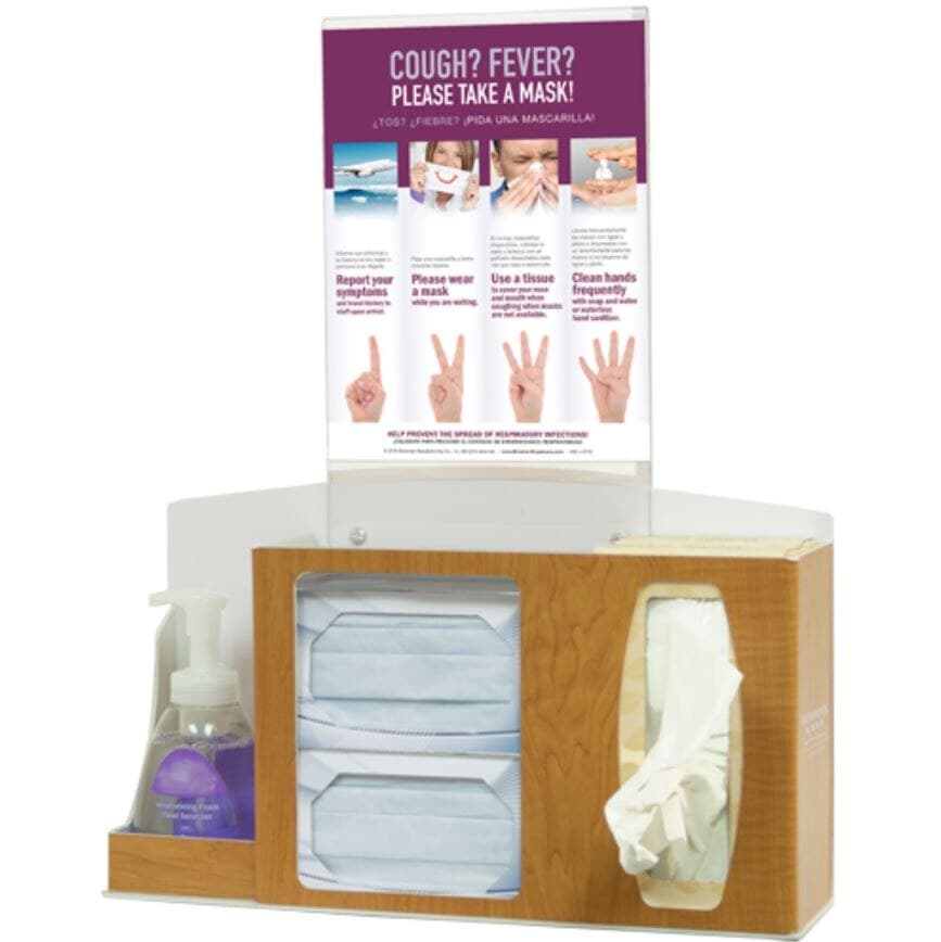 Marketlab Cover Your Cough Compliance Kit, ABS Plastic with Respiratory Hygiene Station/Sign Holder, 01KTB3ZA923N5DK91WHTR2RJ7C - Compliance Kit "Cover Cough" - Image 1
