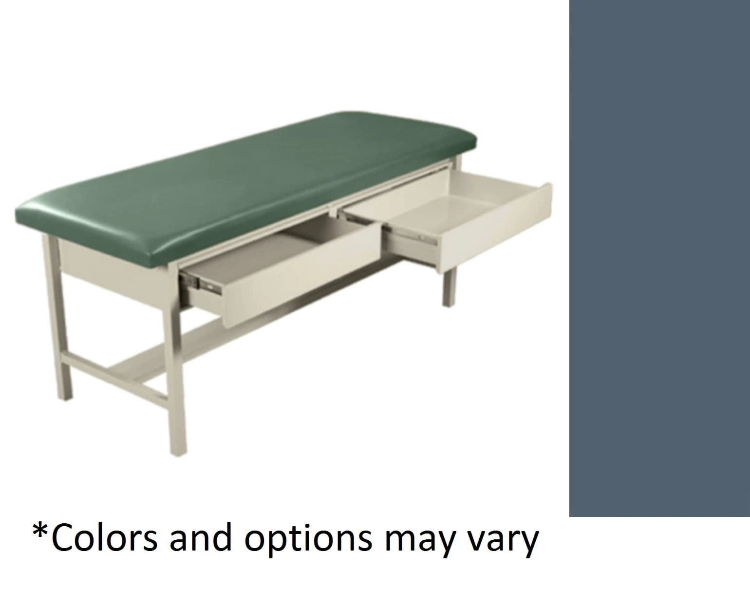 UMF Medical Treatment Table, Steel Blue, with 2 Drawers, 350 lb Capacity - Table Treatment H Brc w/2 Drws - Image 1