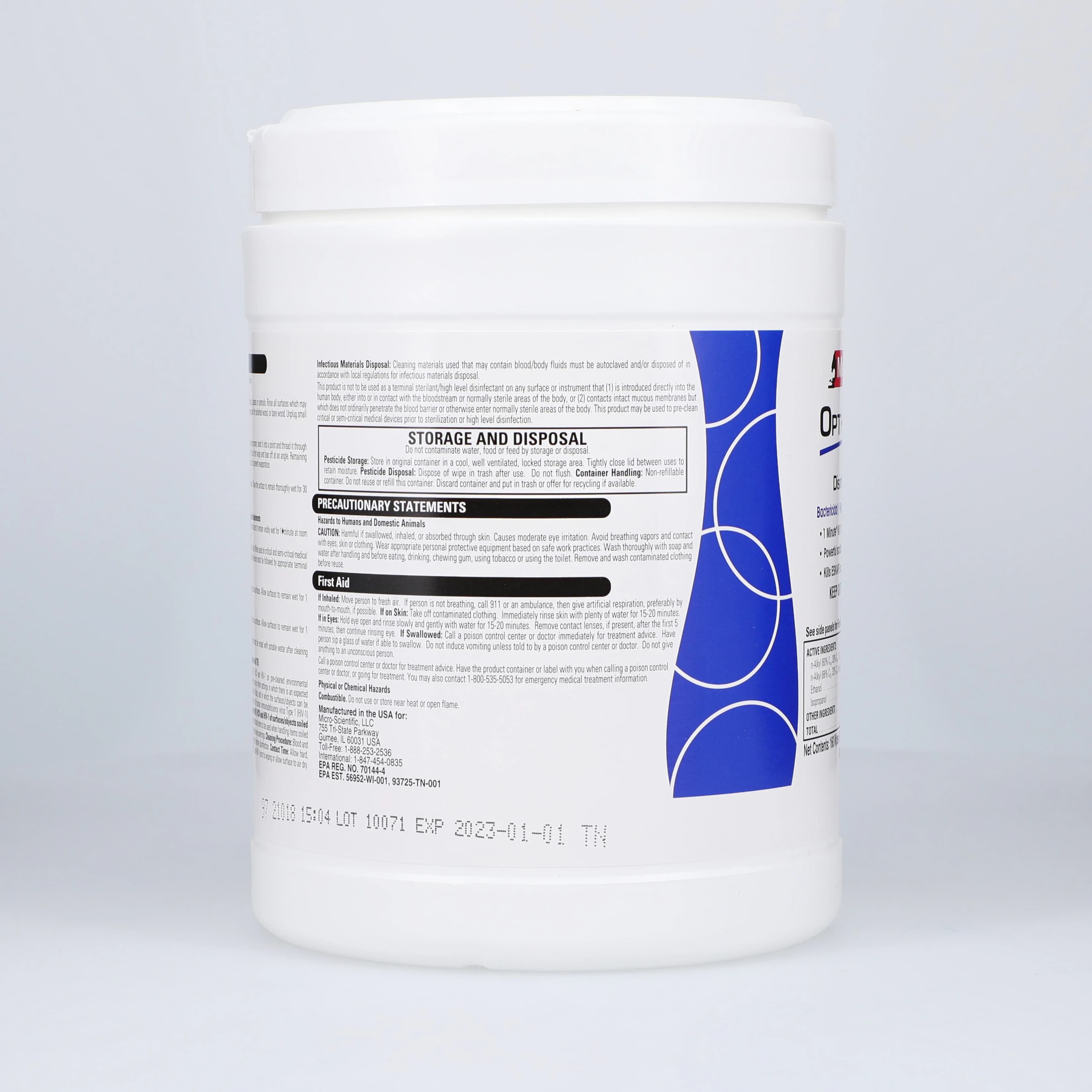 Opti-Cide Max Disinfectant Wipes, 6" x 6.75", 160 Wipes/Can, 12 Cans/Case thumbnail 4
