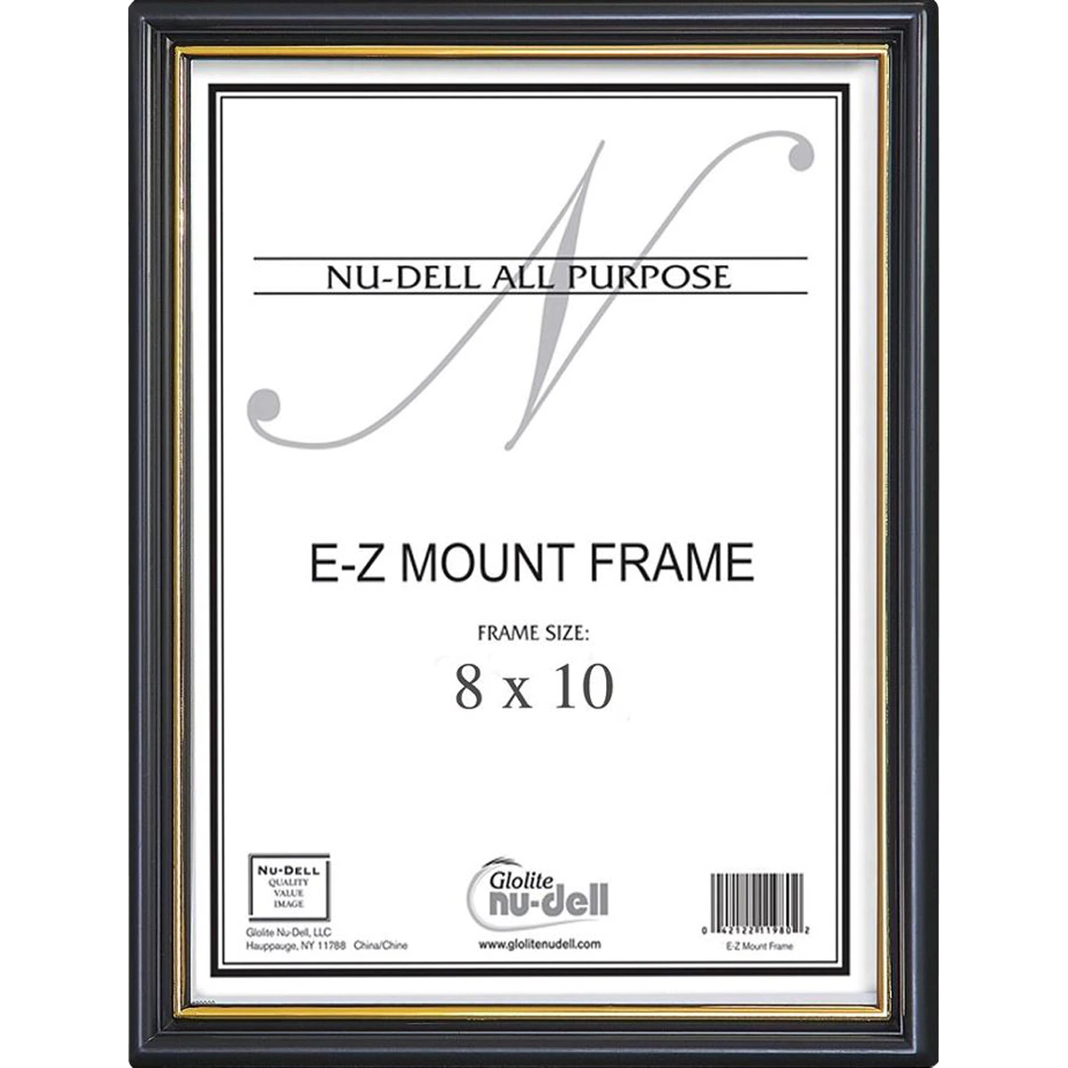 Nu-Dell EZ Mount Black Plastic Wall Frame, Holds 8x10" Insert, Each - Frame Holds 8x10" Plastic - Image 1