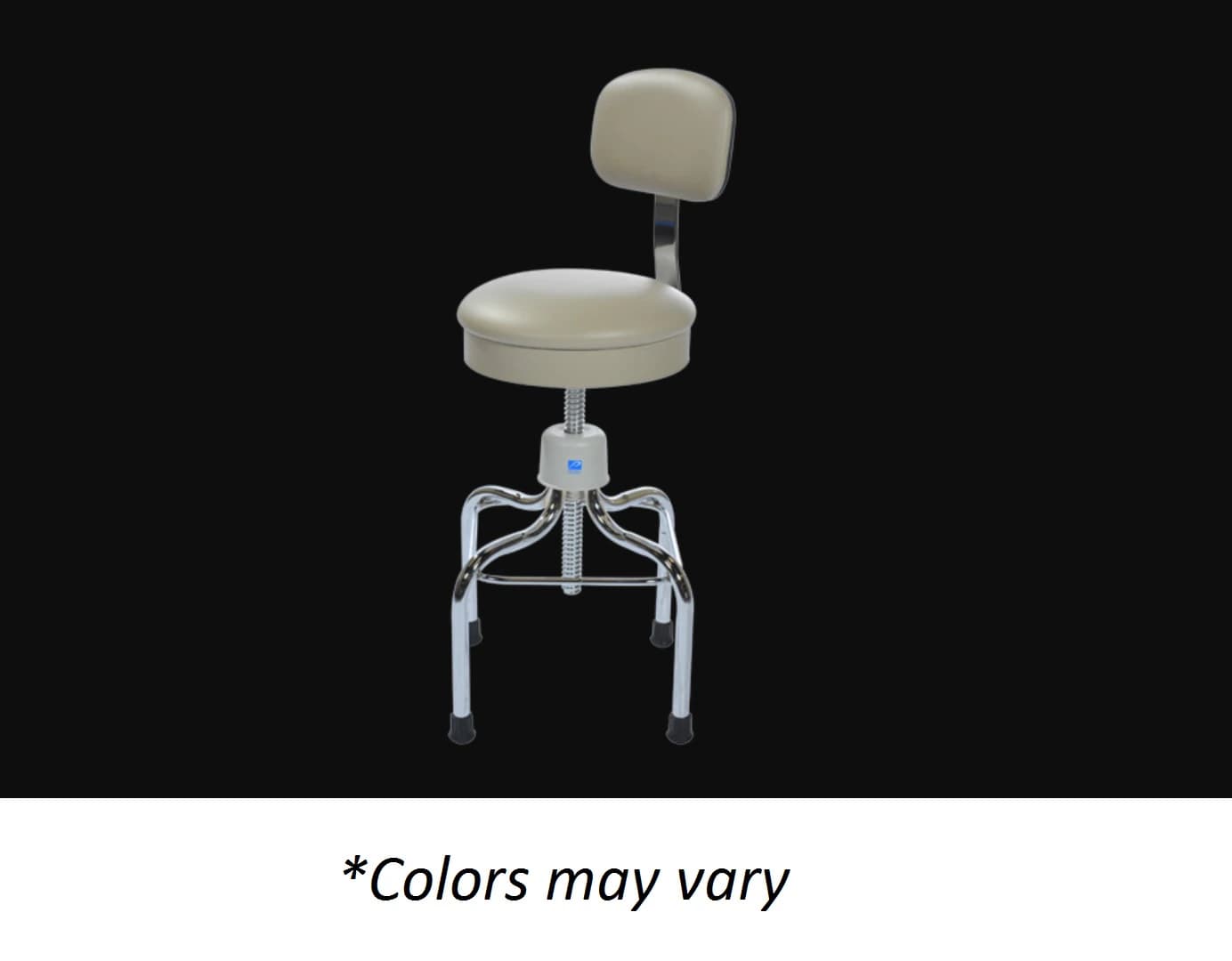 Pedigo Medical Exam Stool, No Armrest with Lumbar Support, Black, 300 lb Capacity - Stool Med No Armrest w/Lumbar - Image 1