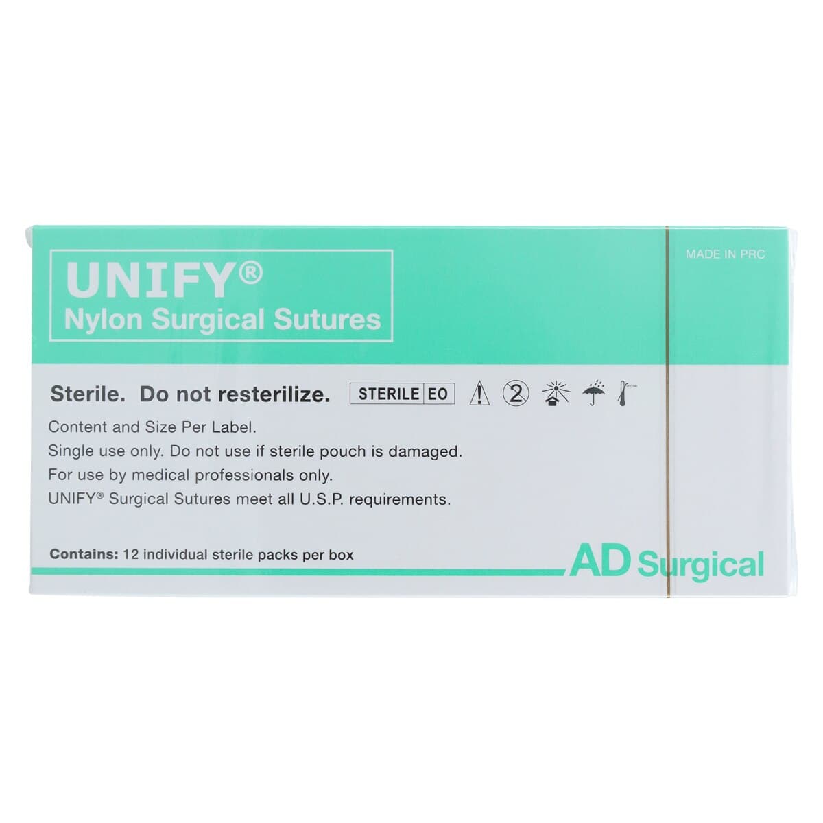 Unify Suture Nylon Monofilament, 5-0, 10", Non-Absorbable, FS-2 Reverse Cutting 3/8 Circle Needle 19mm, Uncoated Black, 12/Box thumbnail 3