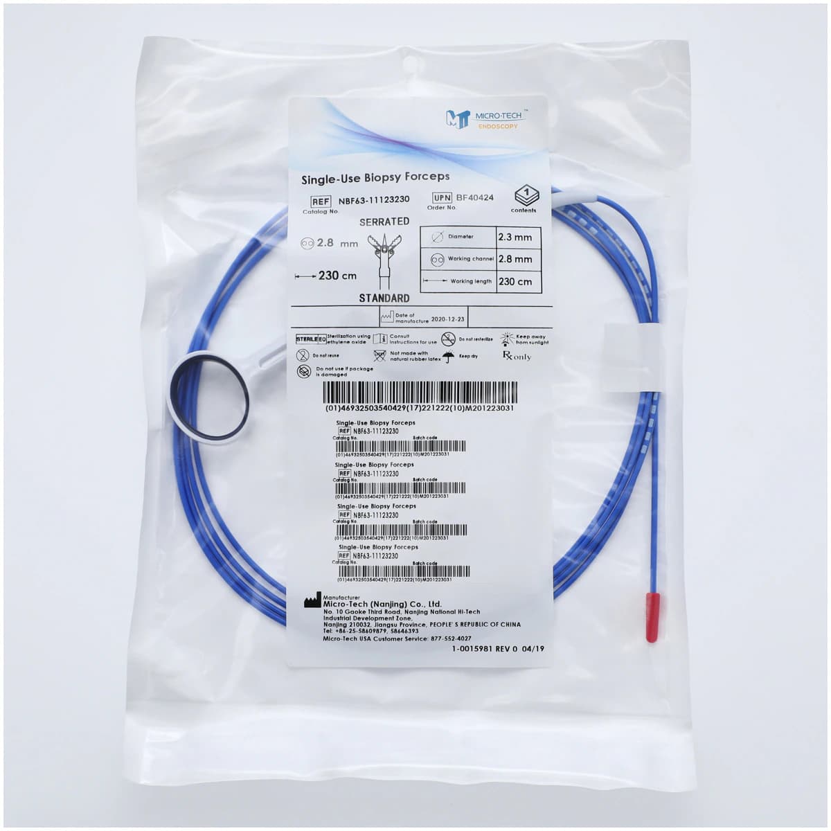 Micro-Tech Endoscopy Serrated Biopsy Forceps with Spike, 230cm, 50/Box thumbnail 2