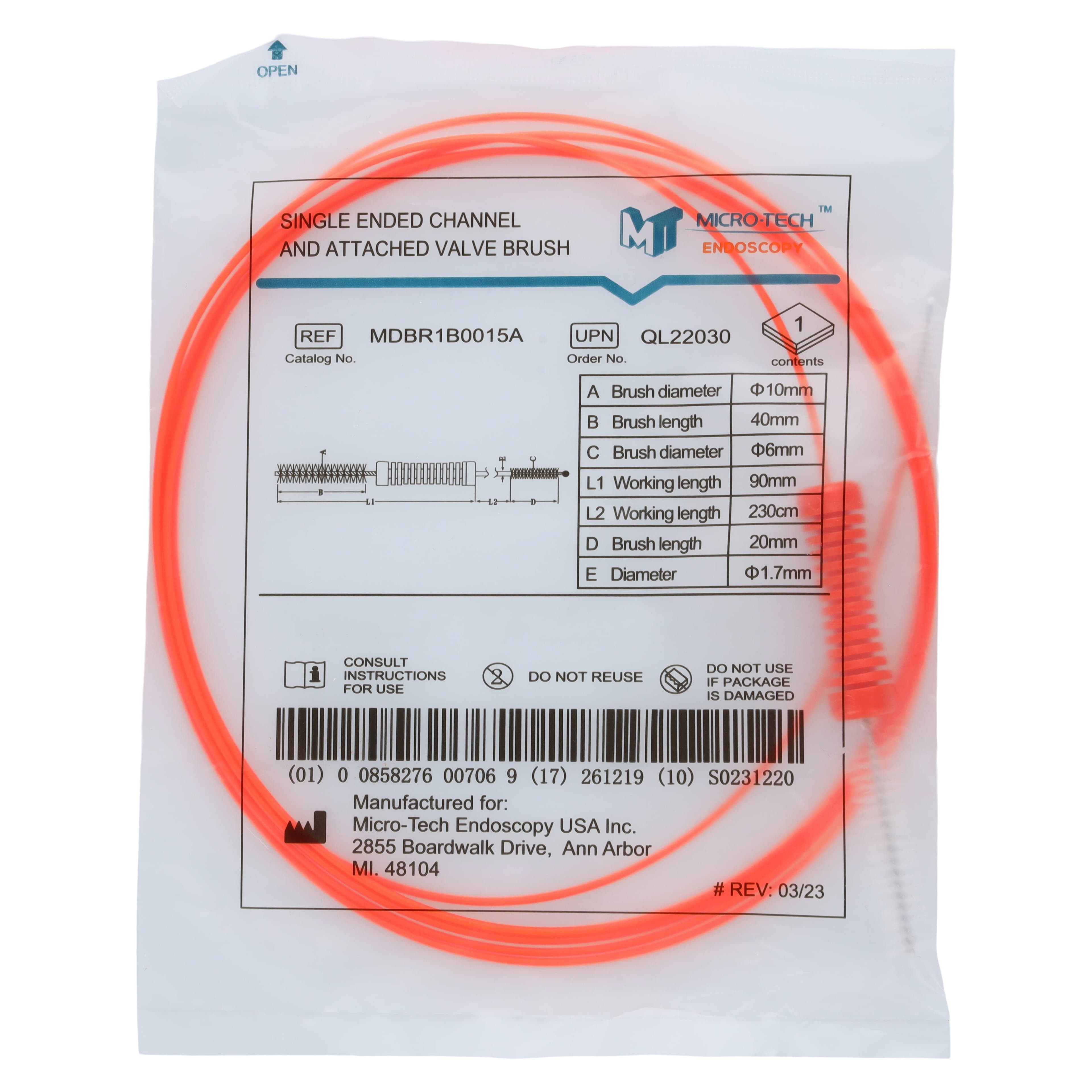 Micro-Tech Endoscopy Channel Cleaning Brush, Single End with Valve, 6mm, 50/Box thumbnail 5