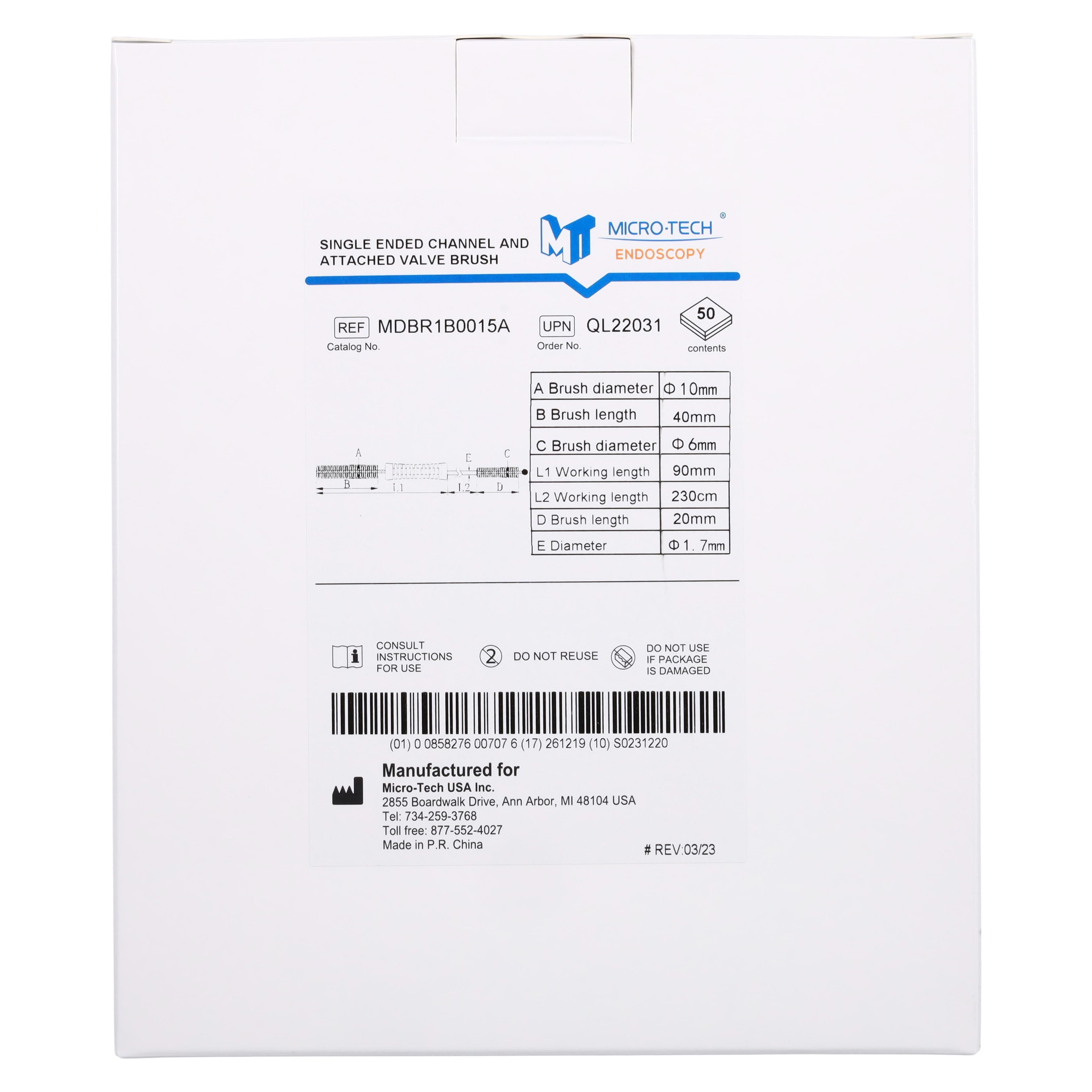 Micro-Tech Endoscopy Channel Cleaning Brush, Single End with Valve, 6mm, 50/Box thumbnail 6