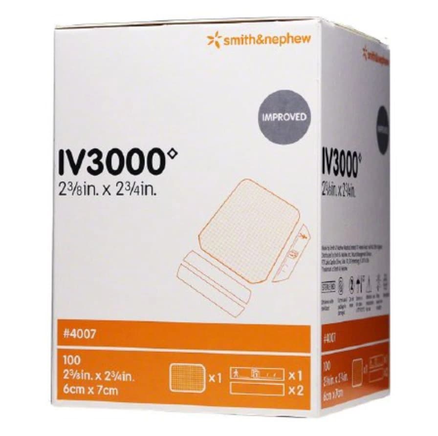 Smith & Nephew IV3000 Peripheral IV Catheter Fixation Dressing, 6x7 cm, Sterile, Transparent, Adhesive - IV3000 Peripheral Dressing - Image 1