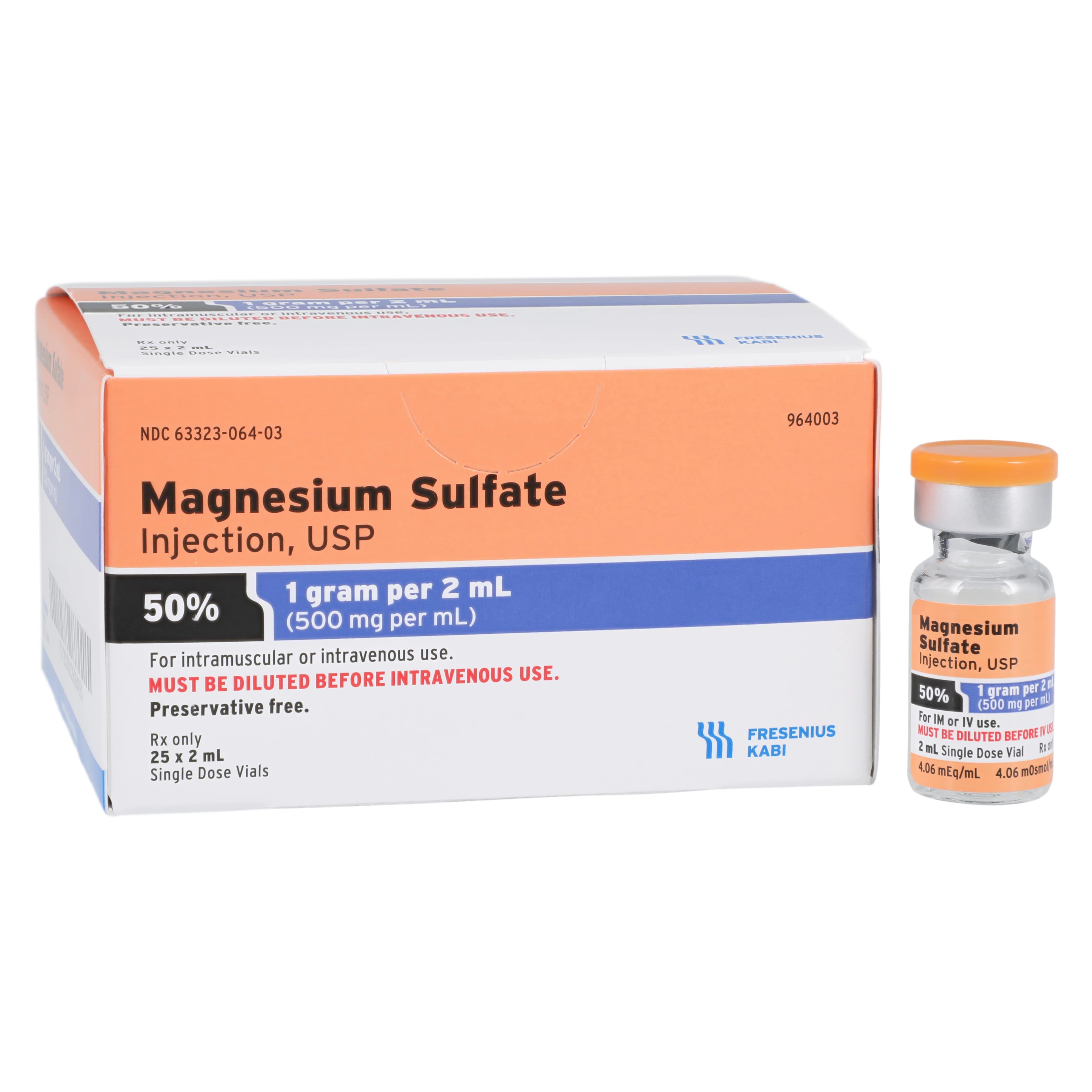 Magnesium Sulfate Injection 50%, 1 gm/2 mL SDV, 25/Package - Magnesium Sulfate Inj SDV 2mL - Image 1