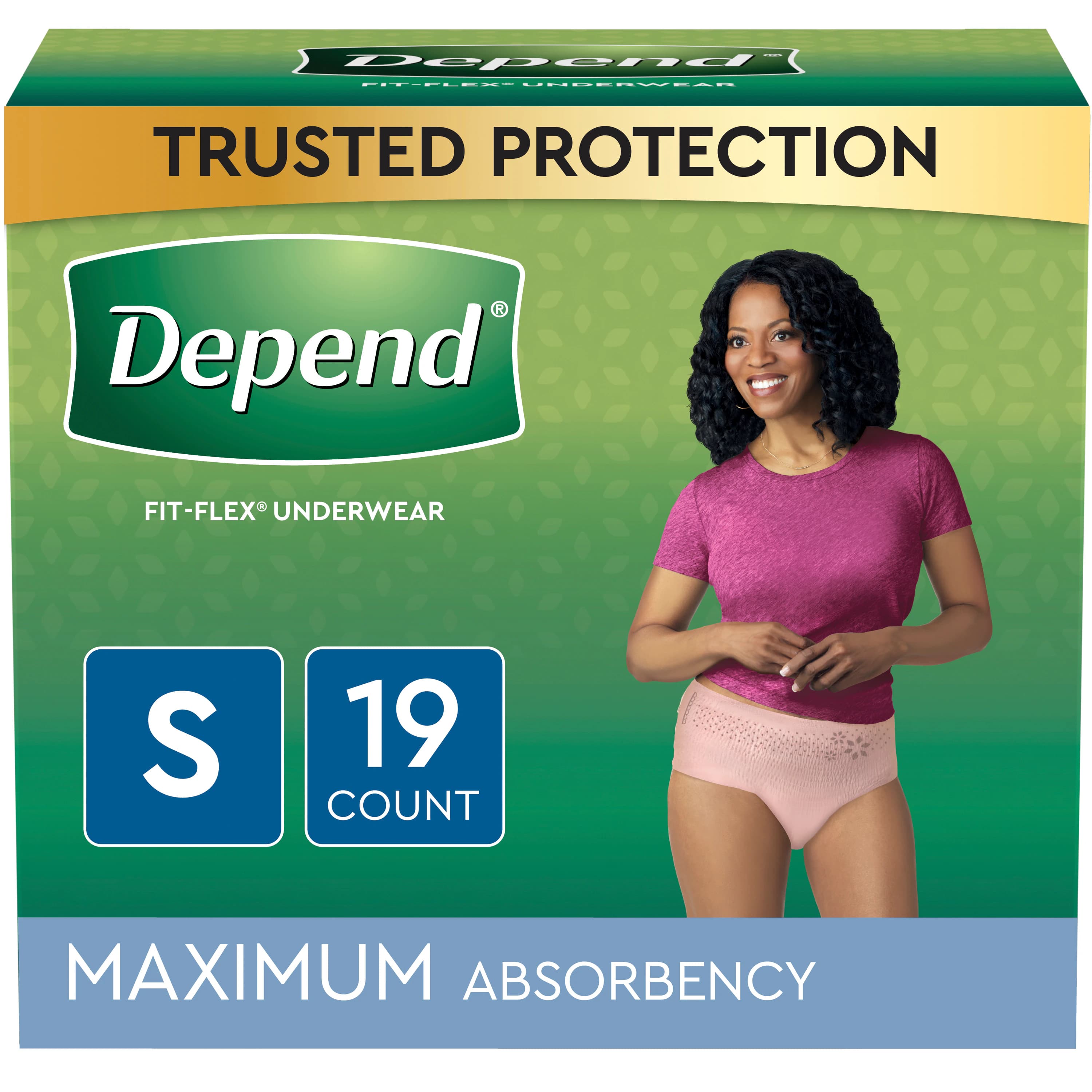 Depends Maximum Absorbency Incontinence Underwear for Women, Small (24-30"), Blush/Pink, Odor Control, 38/Case - Depends Maximum ABS f/Women - Image 1