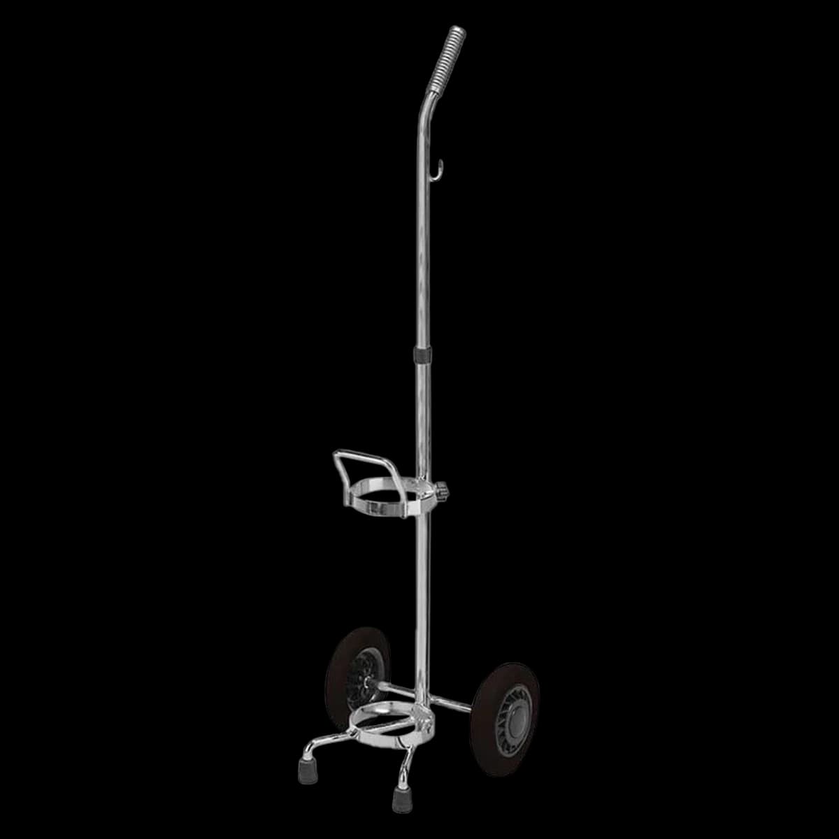 Oxygen Cylinder Cart, Chrome Plated, Silver - Cart Oxygen Cylinder Chrm Pltd - Image 1
