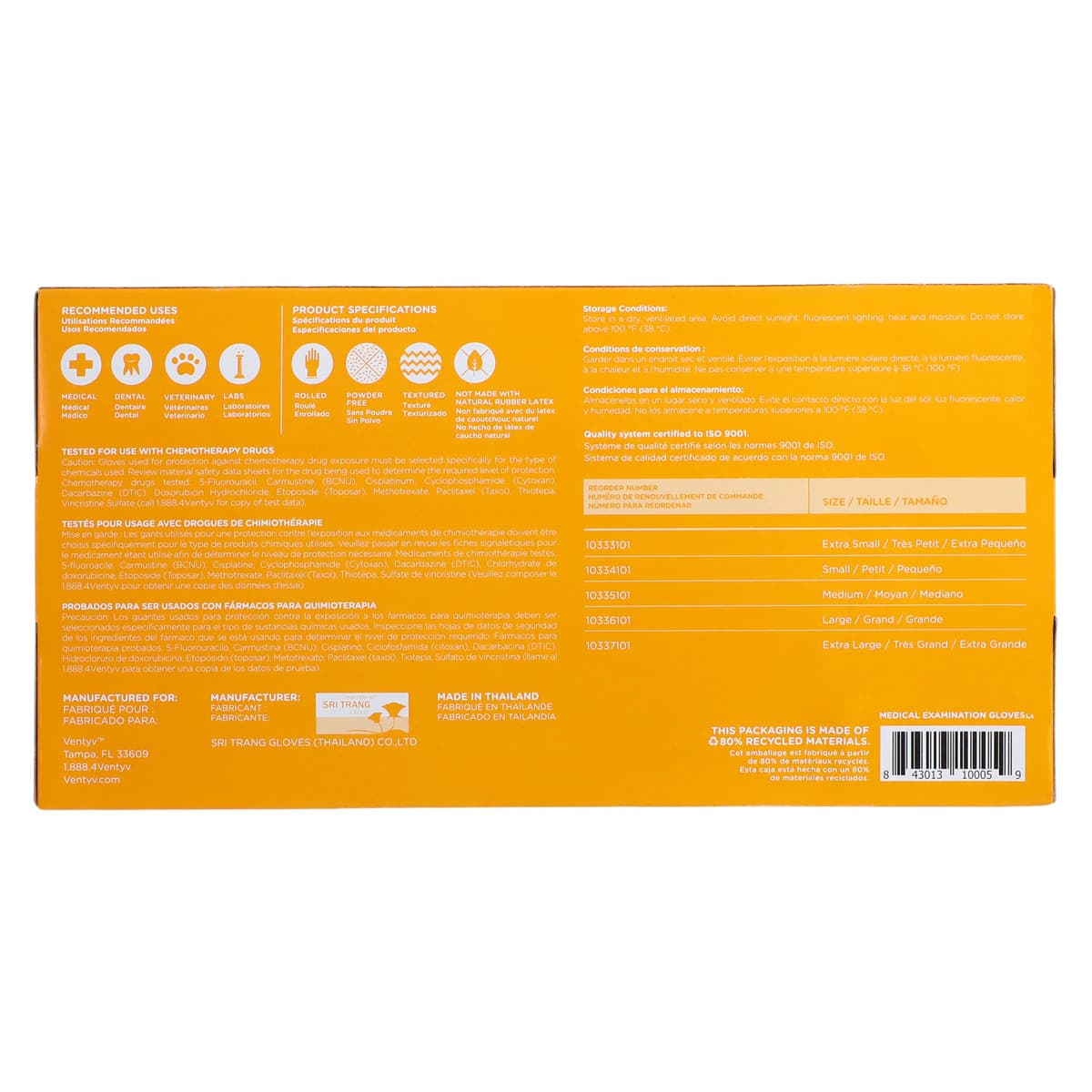 Ventyv Nitrile Powder-Free Exam Glove Plus 3.5 (Elephant), Violet Blue, X-Small, 200/Box, 10333101 thumbnail 5