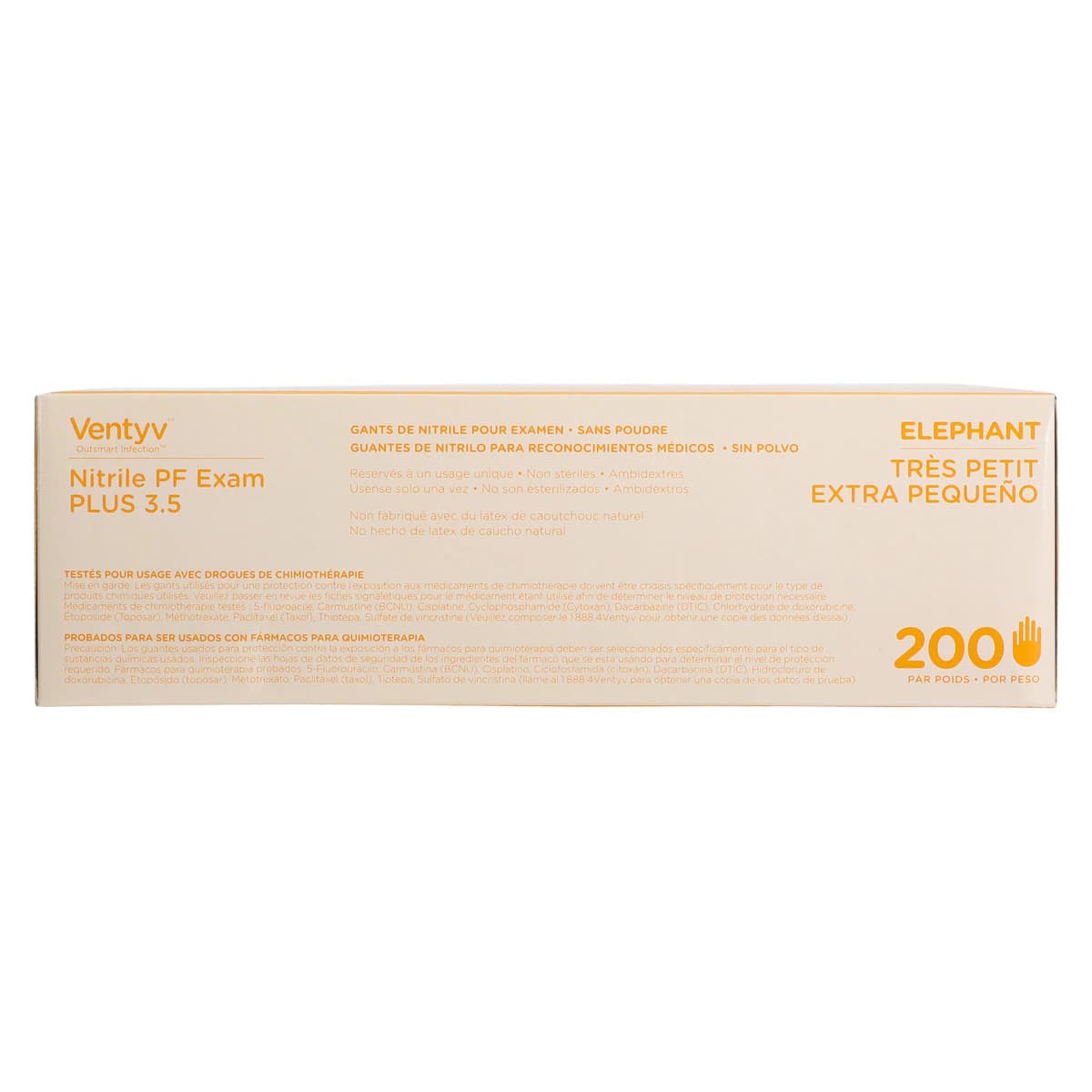 Ventyv Nitrile Powder-Free Exam Glove Plus 3.5 (Elephant), Violet Blue, X-Small, 200/Box, 10333101 thumbnail 8