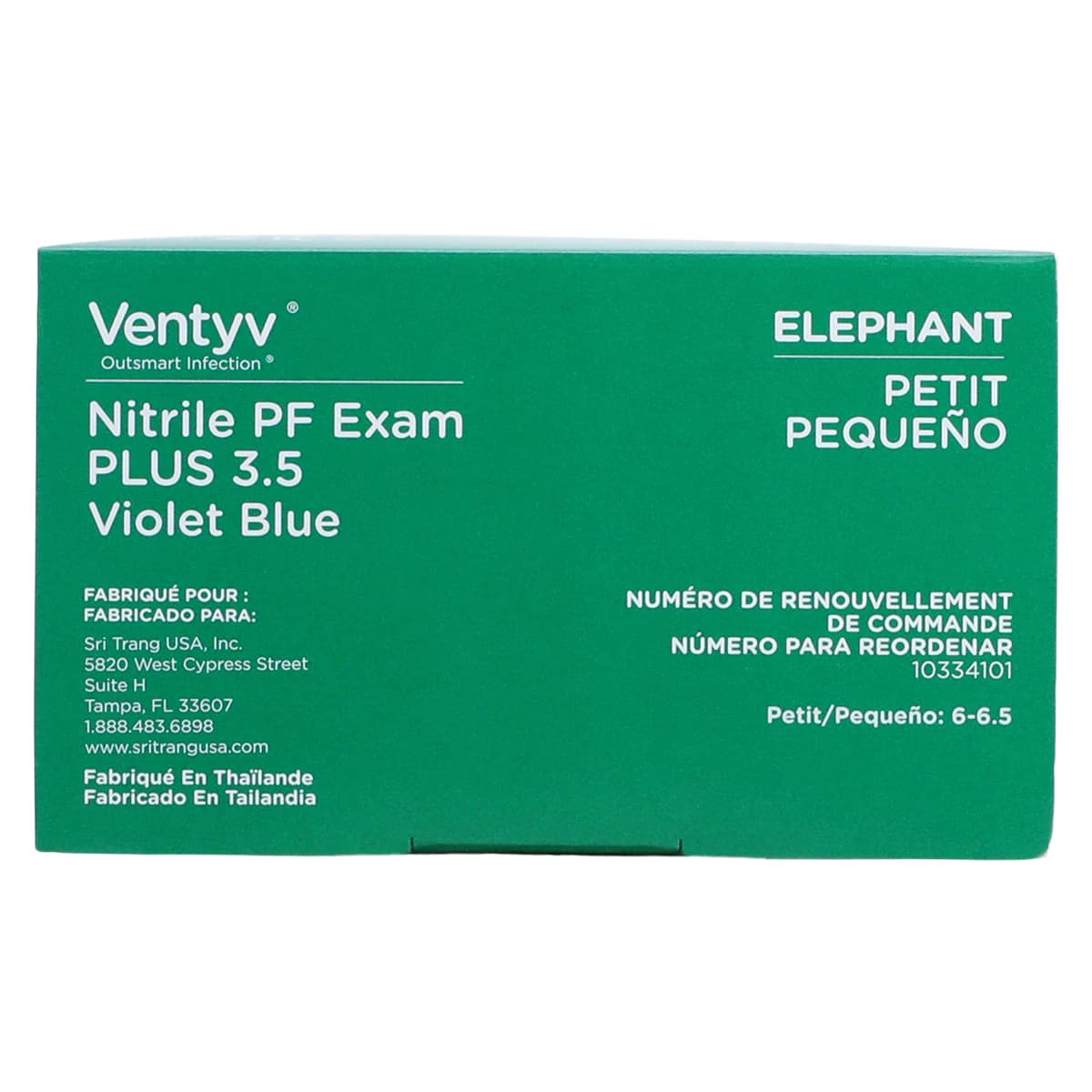 Ventyv Plus 3.5 (Elephant) Nitrile Powder-Free Exam Gloves, Violet Blue, Small, Polymer Coated, Chemo Tested, 200/Box, 10334101 thumbnail 6
