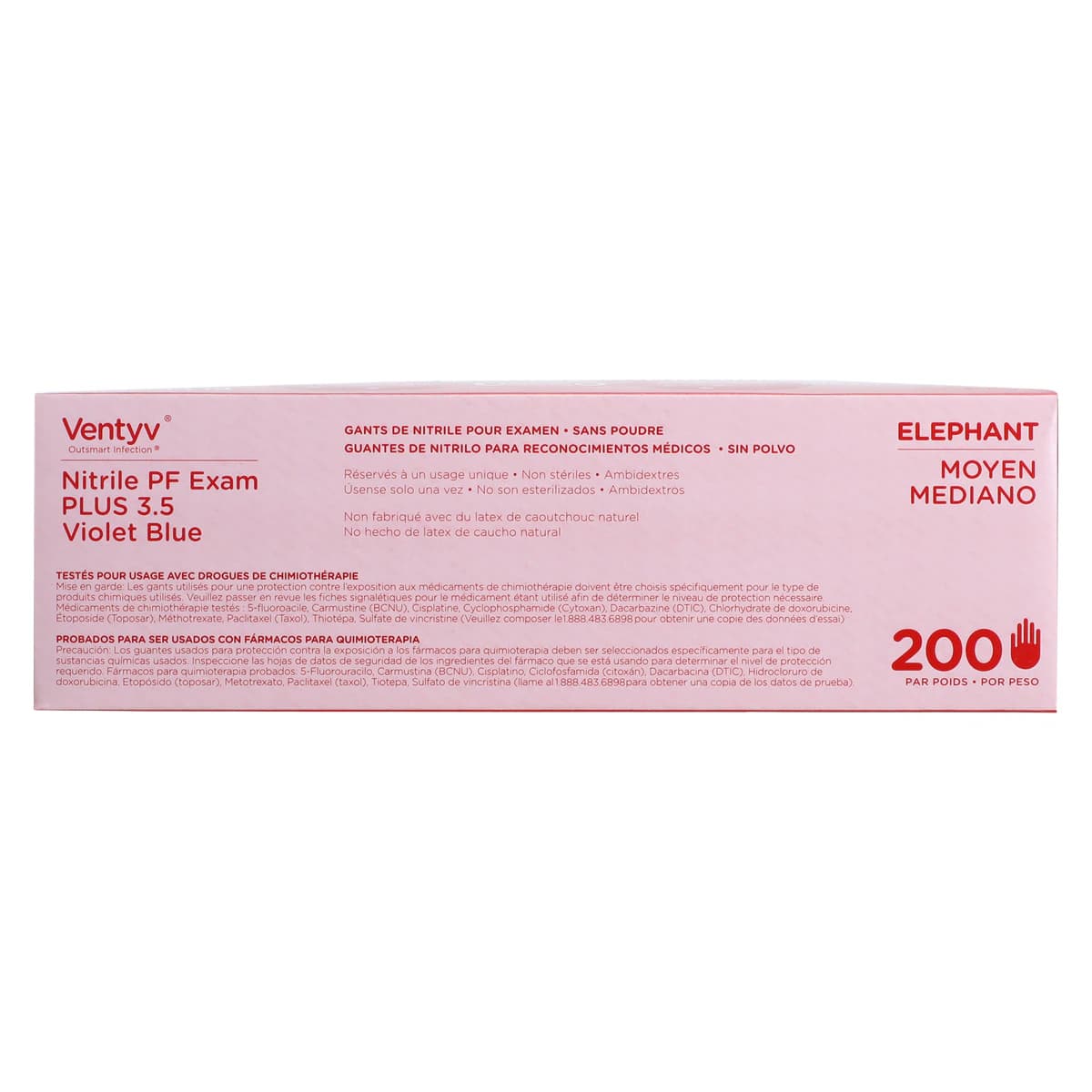Ventyv Nitrile Powder-Free Exam Glove Plus 3.5 (Elephant), Medium, Violet Blue, 200/Box, 10335101 thumbnail 8