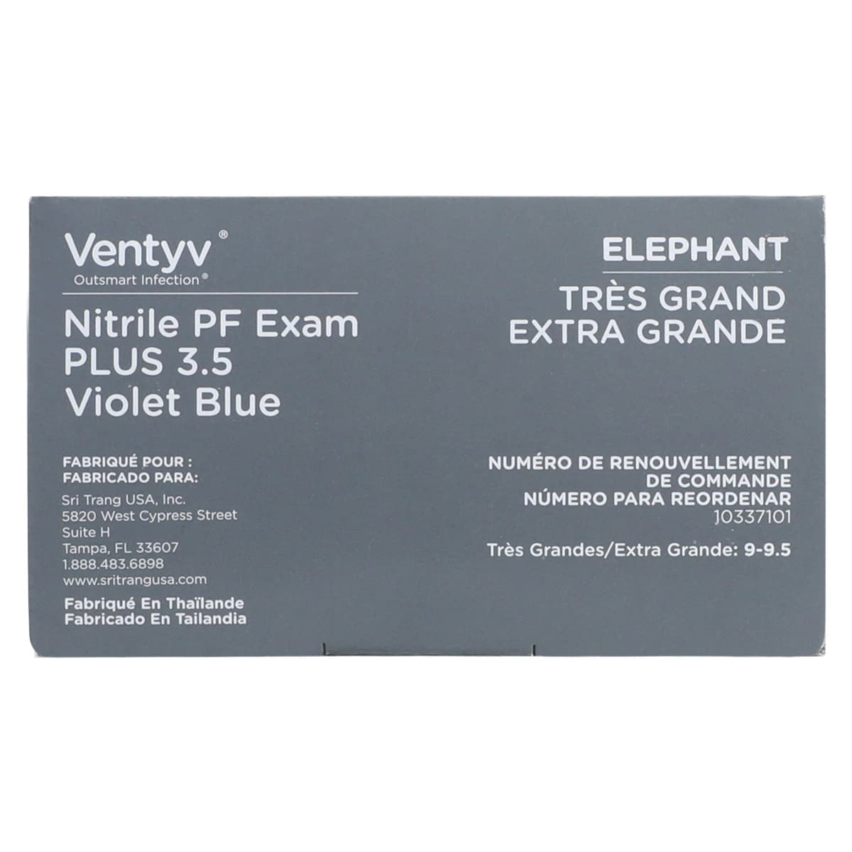 Ventyv Nitrile Powder-Free Exam Glove Plus 3.5 (Elephant), Violet Blue, X-Large, Non-Sterile, 10337101 thumbnail 6