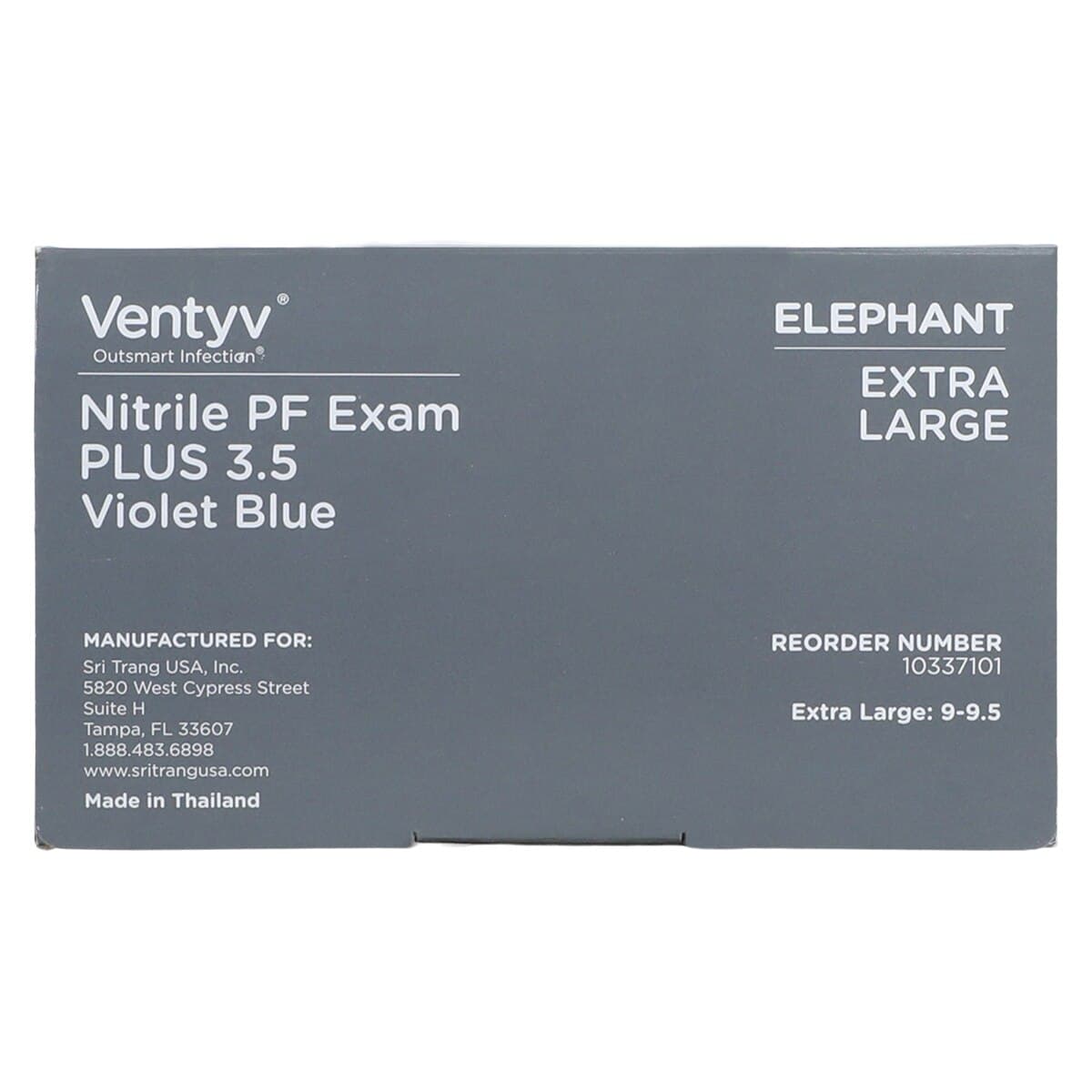 Ventyv Nitrile Powder-Free Exam Glove Plus 3.5 (Elephant), Violet Blue, X-Large, Non-Sterile, 10337101 thumbnail 7