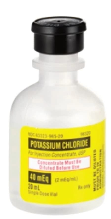 Potassium Chloride Injection 2mEq/mL, Single-Dose Vial, 20 mL, 25/Package - Potassium Chl Inj SDV 20ml - Image 1