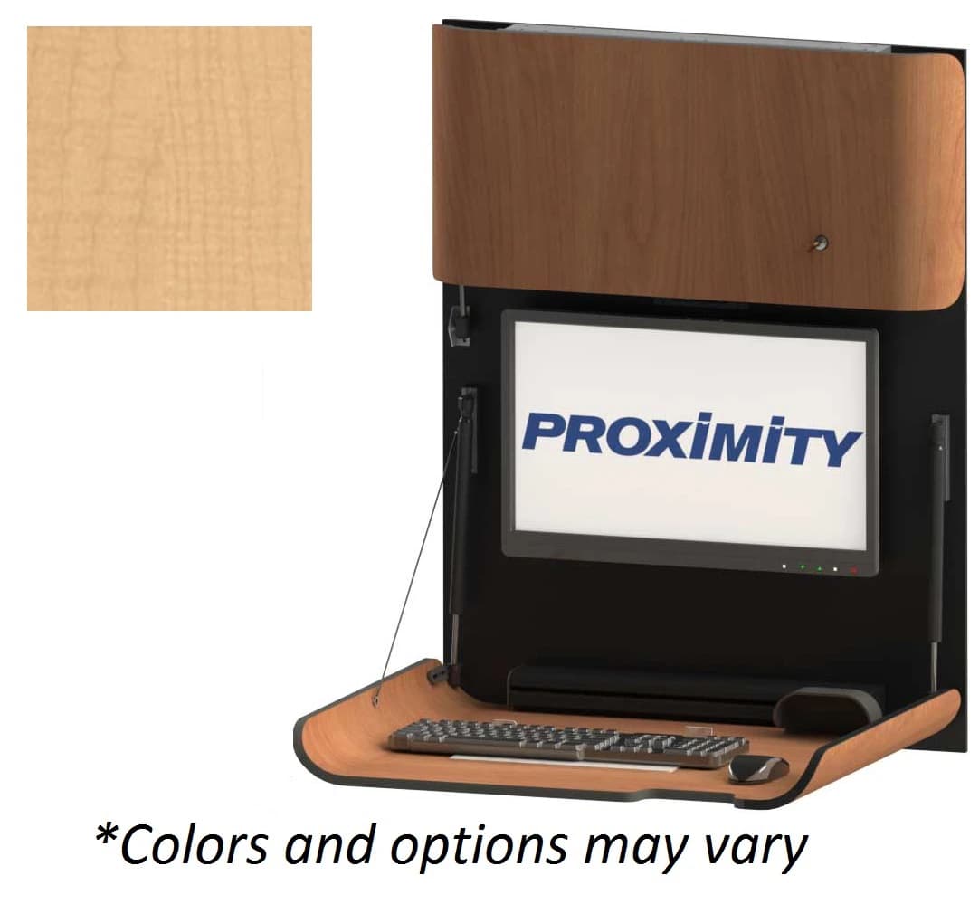 Proximity Systems Classic CXT-28-Slim Wall Mount Computer Workstation, MDF Fusion Maple - CLASSIC CXT-28-SLIM Wall Mount - Image 1