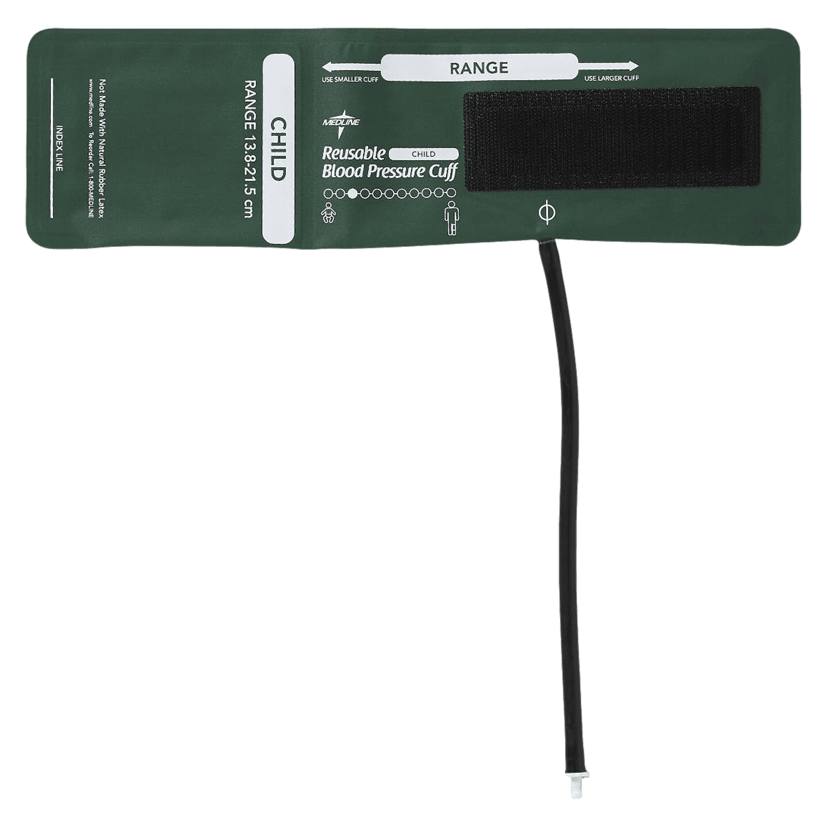 Medline Cuff BP 1T Reusable Blood Pressure Cuff, Bayonet Connector, Green, Latex-Free, 5/Bag - Cuff BP 1T Reuse Bayonet Cnnct - Image 1