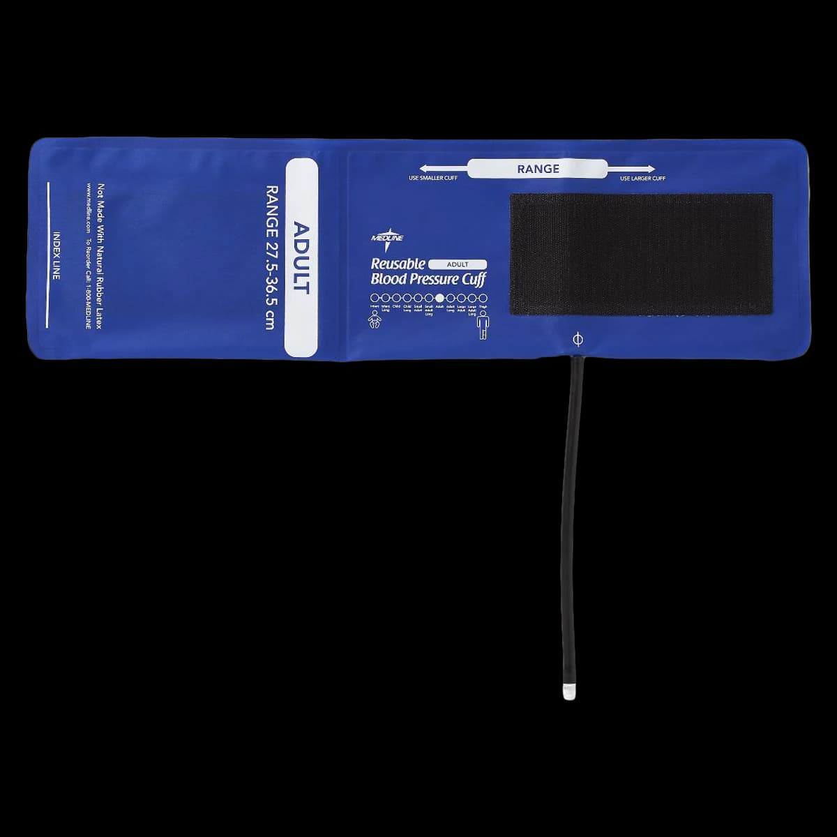 Medline Blood Pressure Cuff, Adult, Reusable, Single Tube Bayonet Connector, Latex-Free, Blue, 5/Bag - Cuff BP 1T Bayonet Cn Reuse - Image 1