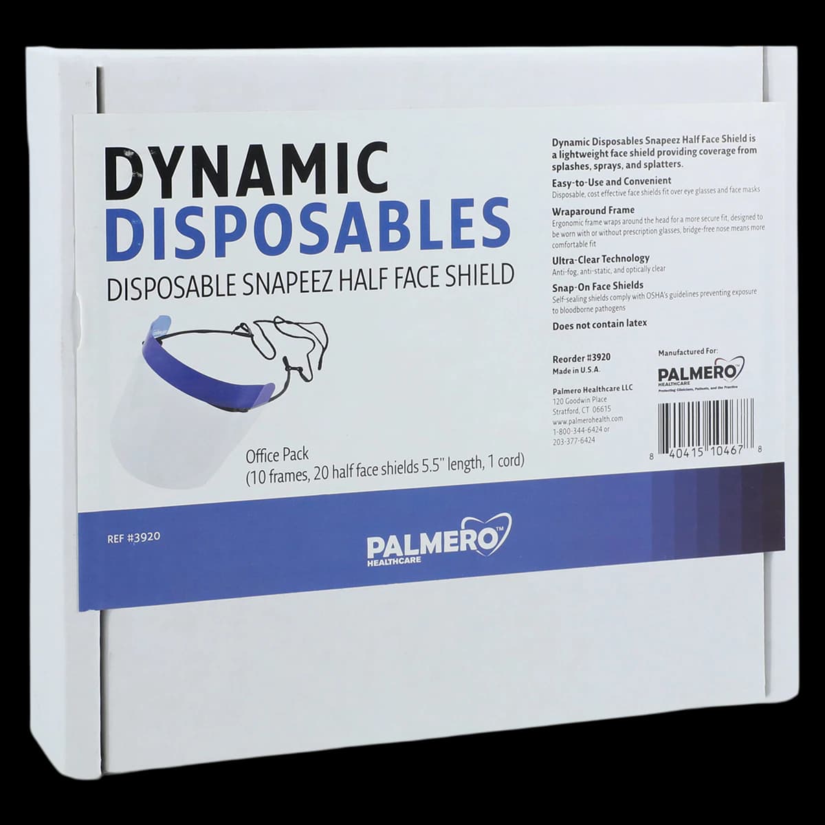 Dynamic Disposables Snapeez Half Shield Protective Kit, Clear/Blue Reusable Frame, Each - Dynamic Disp Snapeez Half Shld - Image 1