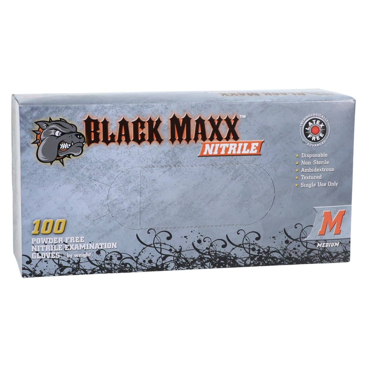 Black Maxx Nitrile Exam Gloves, Powder Free, Non-Sterile, Textured, Medium, Black, 100/Box, BMN100M thumbnail 4