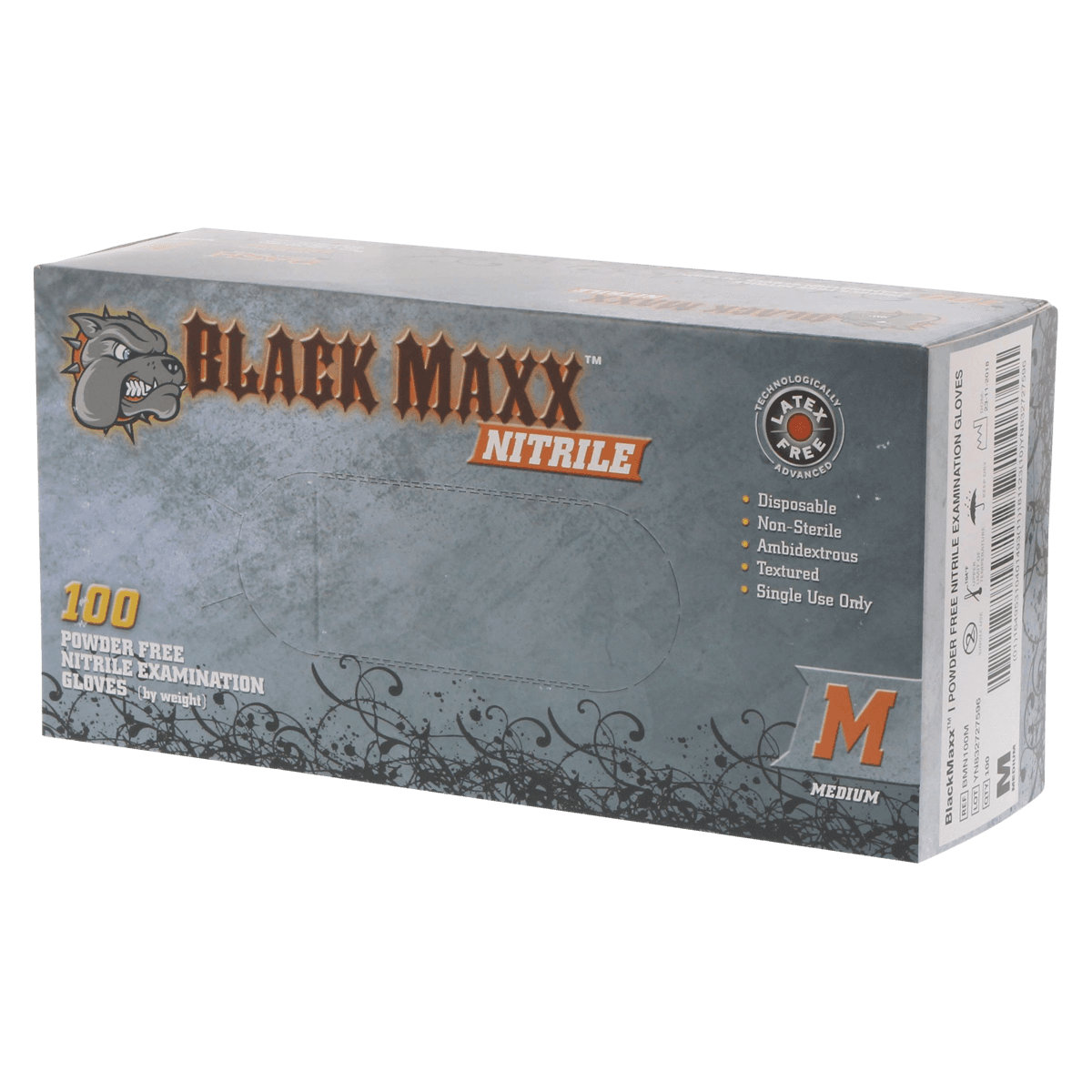 Black Maxx Nitrile Exam Gloves, Powder Free, Non-Sterile, Textured, Medium, Black, 100/Box, BMN100M thumbnail 2