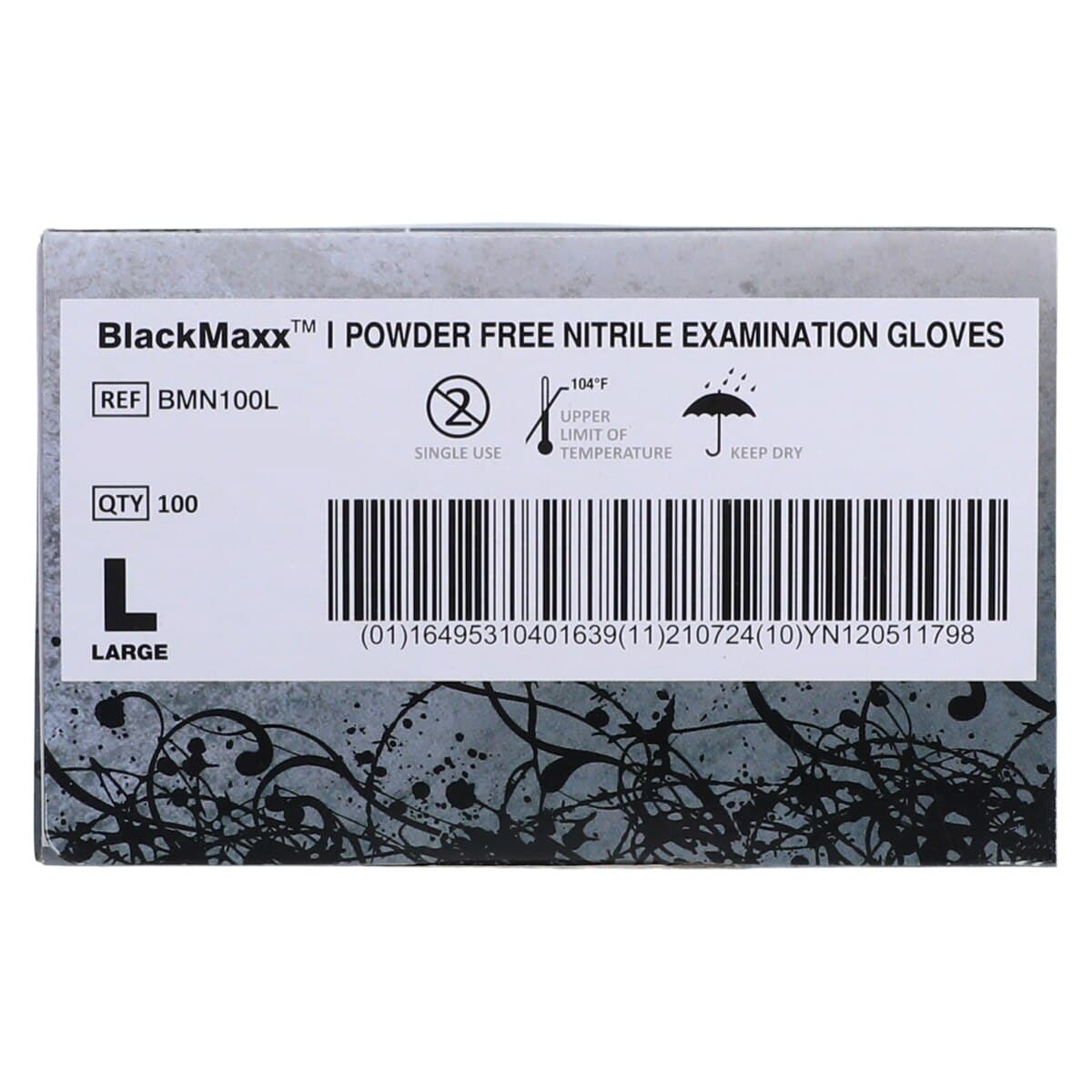 Black Maxx Nitrile Exam Gloves, Powder-Free, Non-Sterile, Large, Black, Textured, 100/Box, BMN100L thumbnail 7
