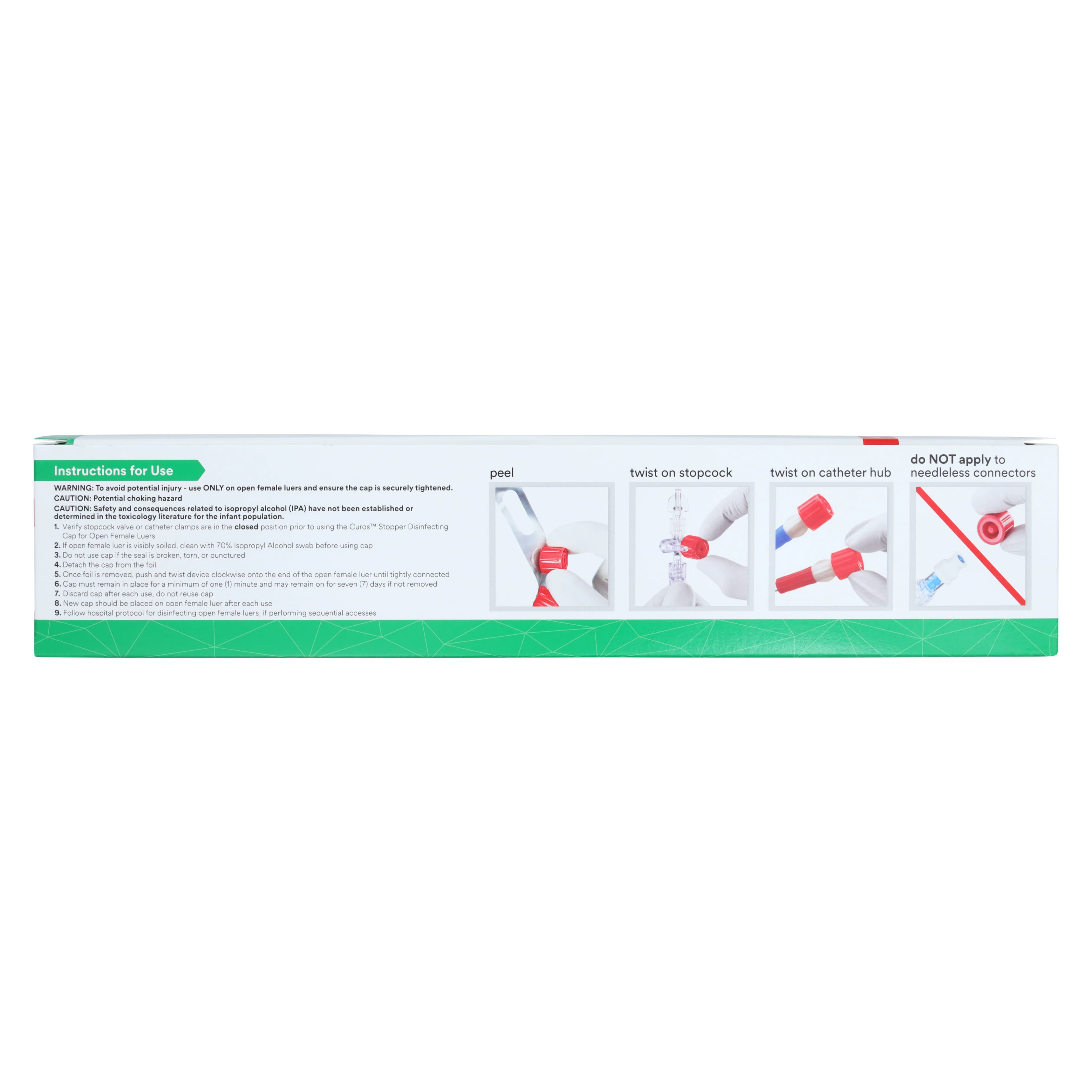 Curos Disinfecting Cap for Open Female Luers with Stopper, Red, Sterile, Single Patient Use, 250/Box, CSA5-250 thumbnail 6