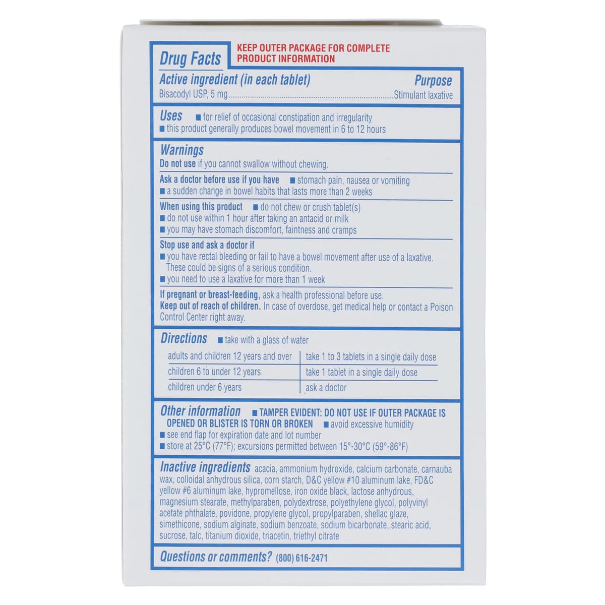 Bisacodyl EC Tablets UD, 5mg, 100/Box (10x10) thumbnail 2