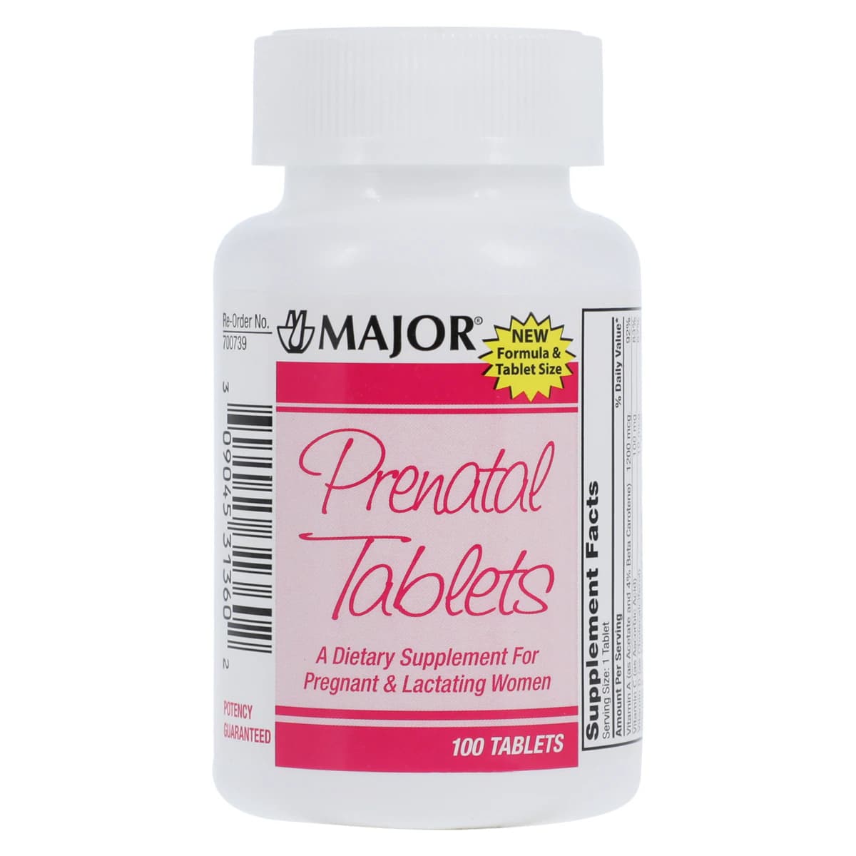 Major Pharmaceuticals Prenatal Vitamin Tablets, Old Formula, 100/Bottle - Prenatal Tablets - Image 1