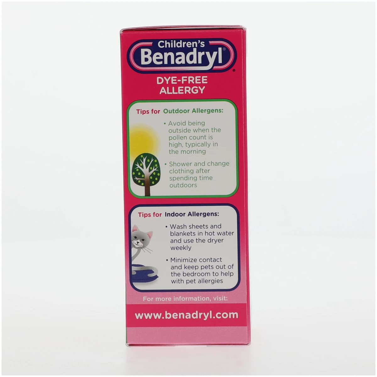 Benadryl Children's Allergy Liquid, Dye-Free, Bubble Gum Flavor, 12.5 mg/5 mL, 4 oz Bottle thumbnail 3