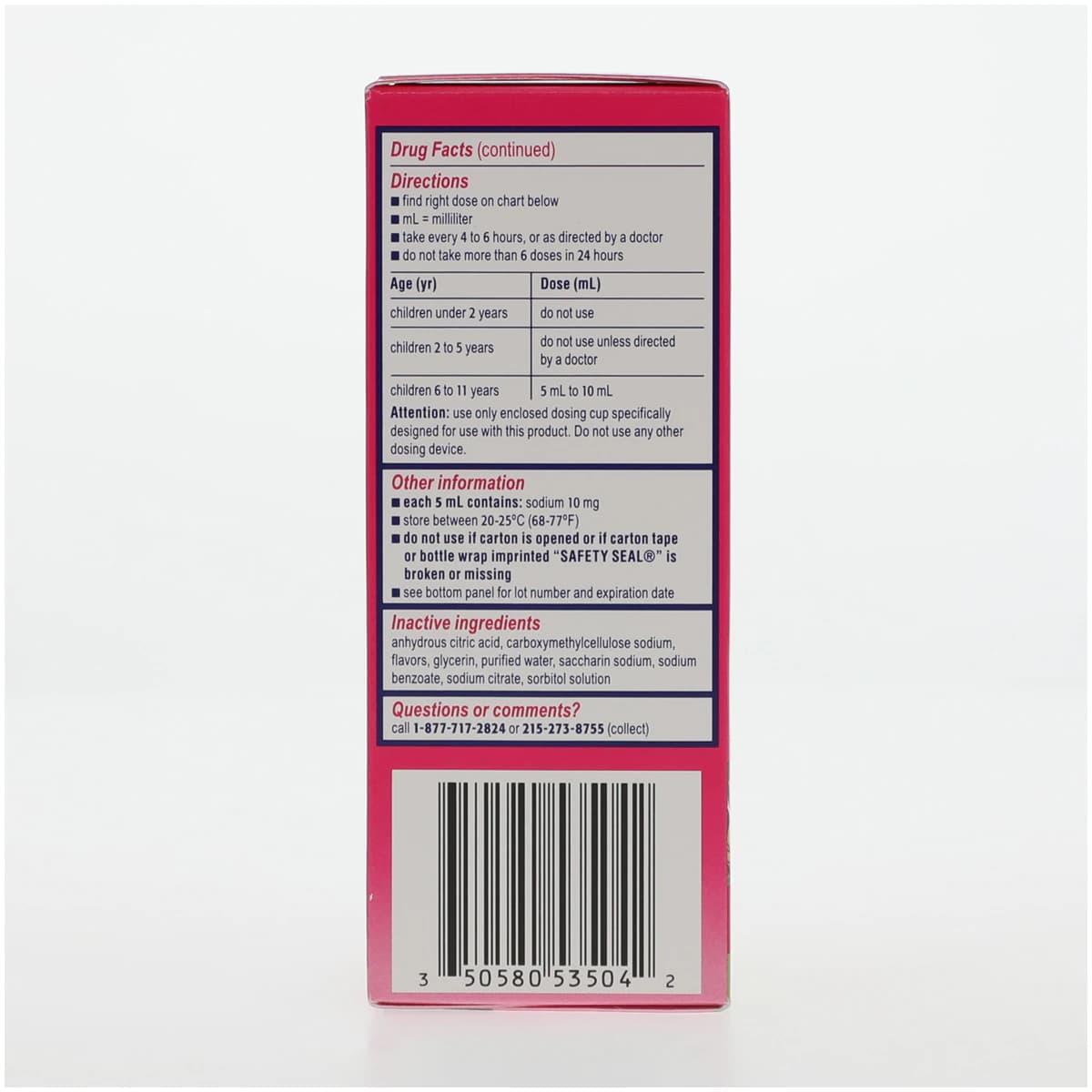 Benadryl Children's Allergy Liquid, Dye-Free, Bubble Gum Flavor, 12.5 mg/5 mL, 4 oz Bottle thumbnail 4