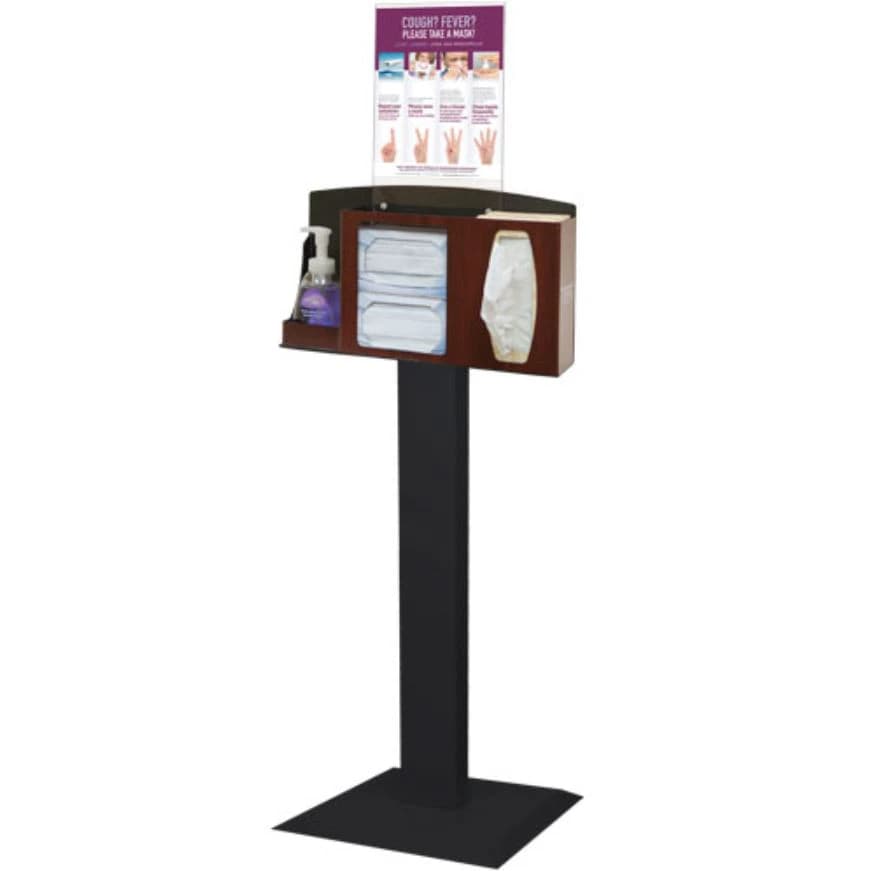 Station Hygiene Floor Stand, Cover Your Cough, Cherry, 01KWC87QDZ0028EG9RVEGXA587 - Station Hygiene Floor Stand - Image 1
