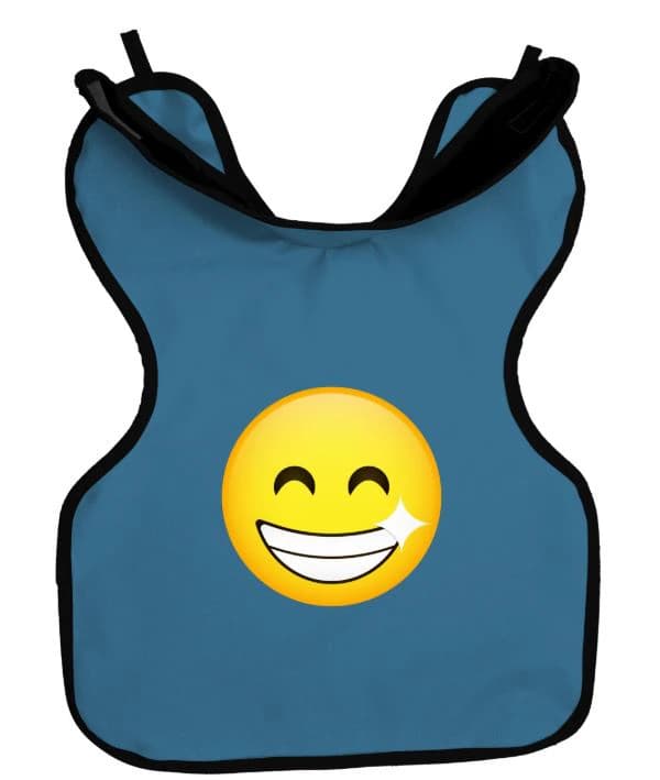 Cling Shield® Smiley Design Lead-Lined Child Protectall Apron with Neck Collar, 0.3mm, 20" x 20", Slate Blue, Ref# 27SMILEY - Cling Shield® Smiley Design Lead-Lined Child Protectall Apron with Neck Collar .3mm - Image 1