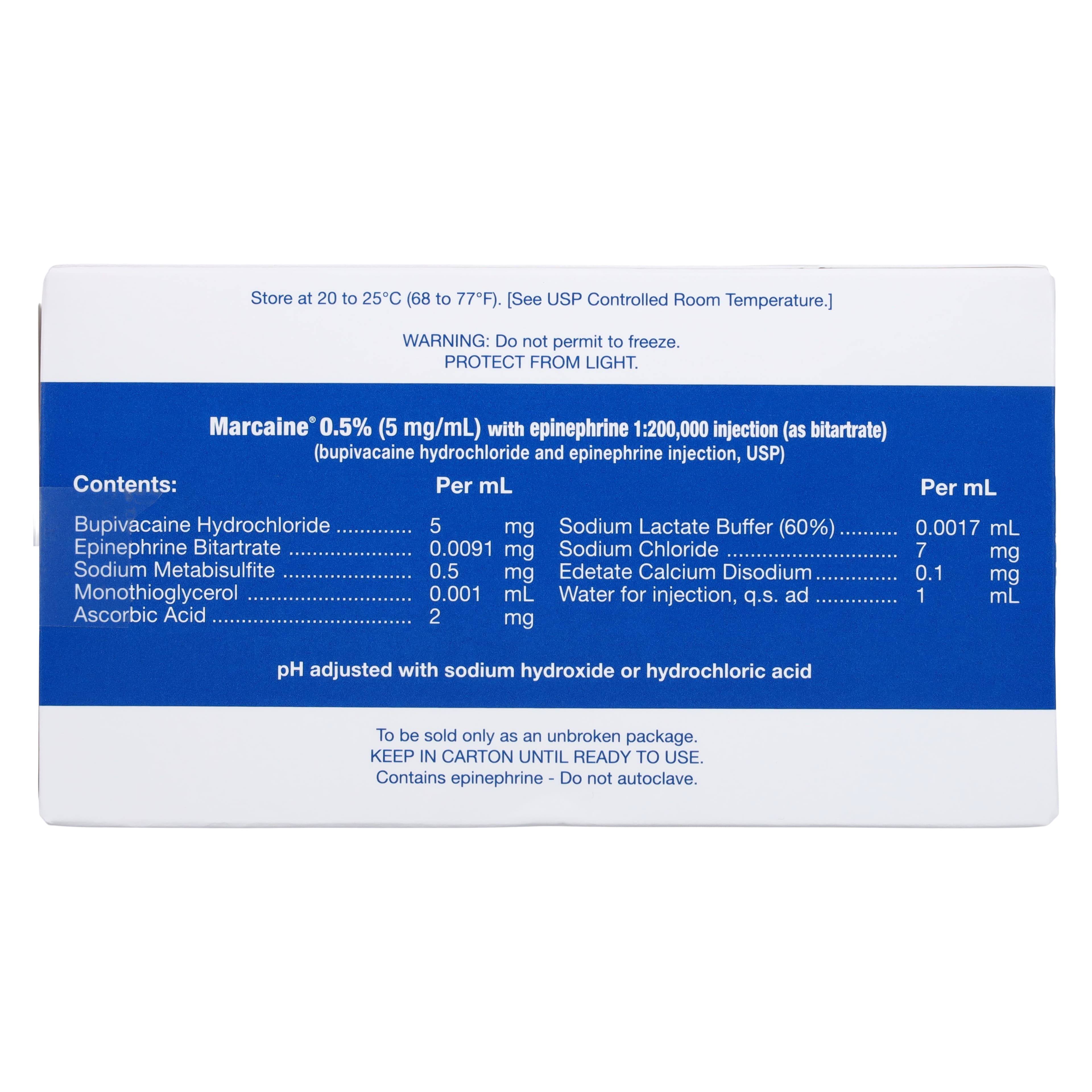 Marcaine 0.5% with Epinephrine 1:200,000 Bupivacaine Anesthetic Cartridge, 1.7 ml, 50/Box thumbnail 4