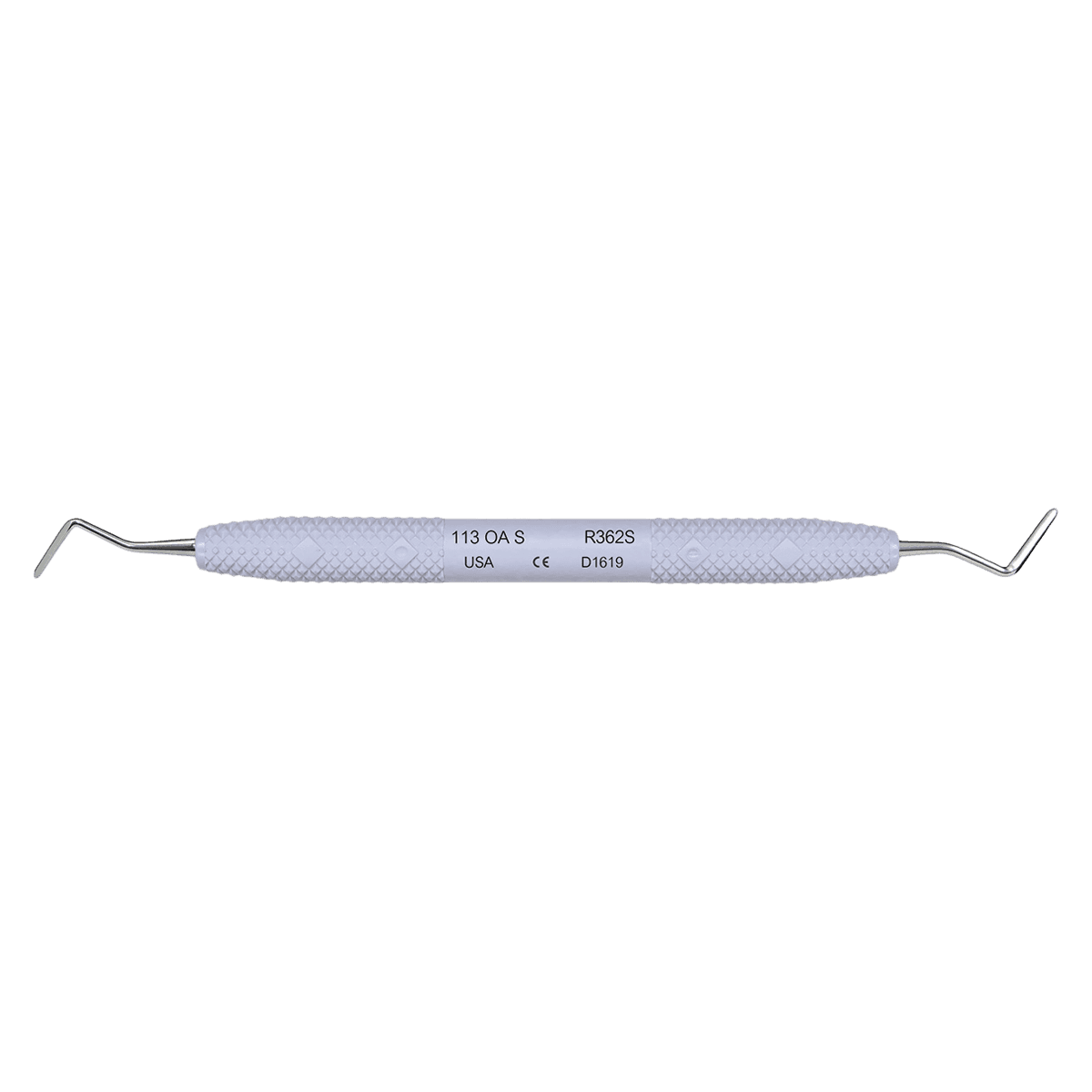 PDT 113 Off Angle Serrated Cord Packer, Double End, Alabaster Gray Resin Handle, R362S - Cord Packers – # 113, Double End, Alabaster Gray  - Off Angle, Serrated - Image 1