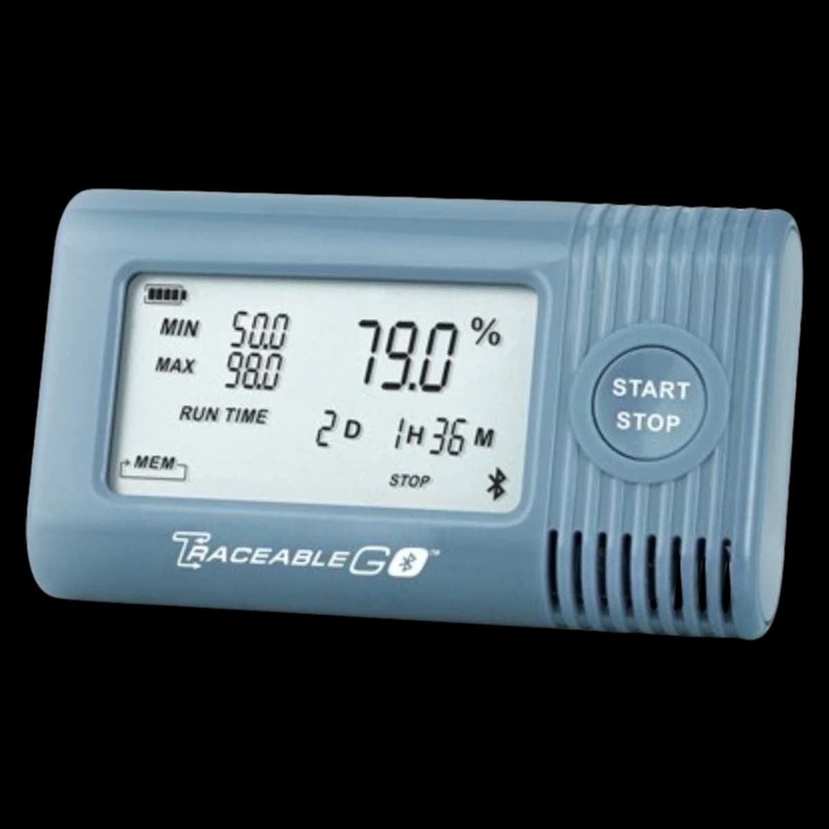 TraceableGO Data Logging Hygrometer/Thermometer, Bluetooth, LCD, -20 to 70°C / 0 to 95% RH, ABS Plastic, Each - Blutooth Datalog Hygro/Thermom - Image 1