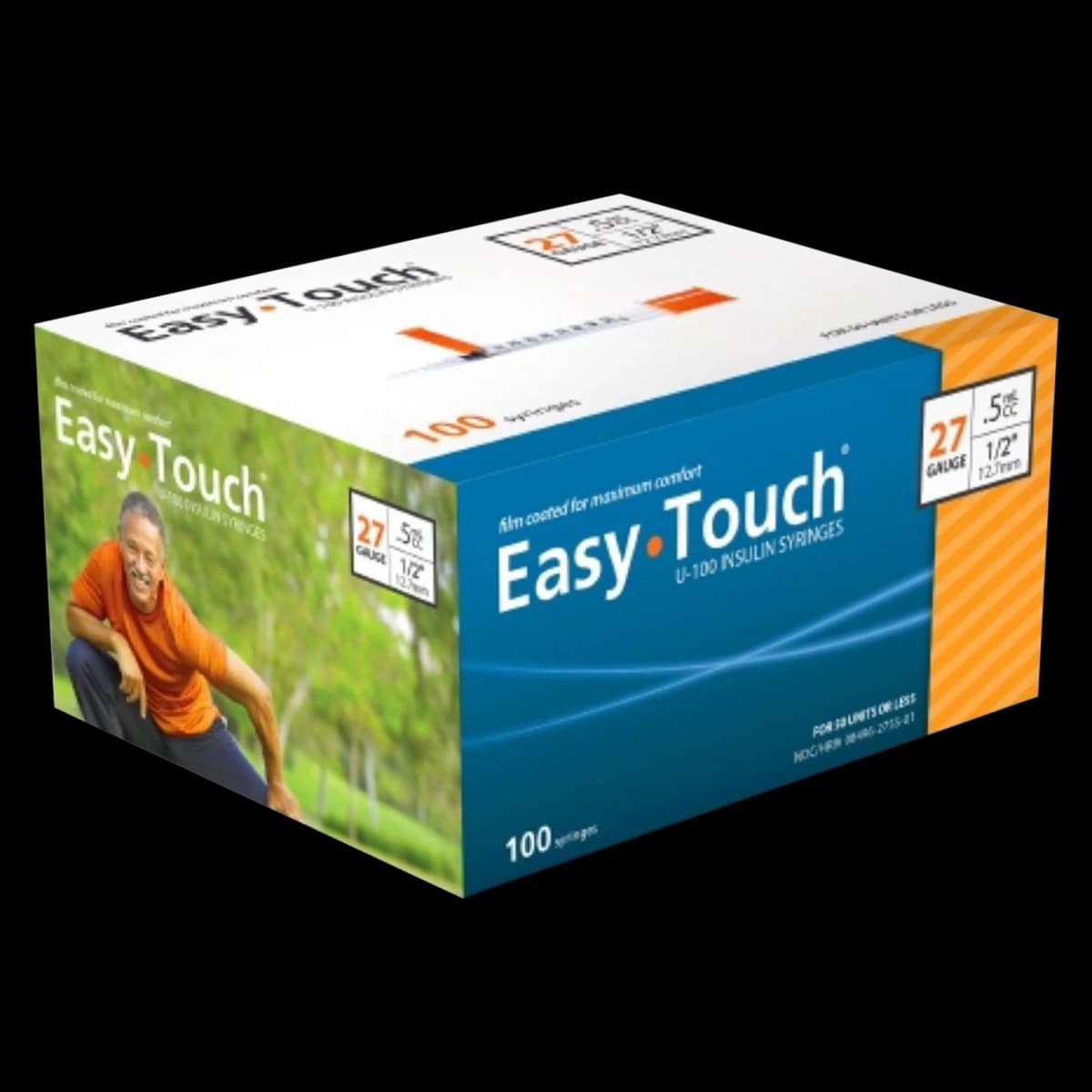 EasyTouch Insulin Syringe, 27G x 1/2", 0.5cc, U-100, Orange, 500/Case - Syringe Insulin Easytouch .5cc - Image 1