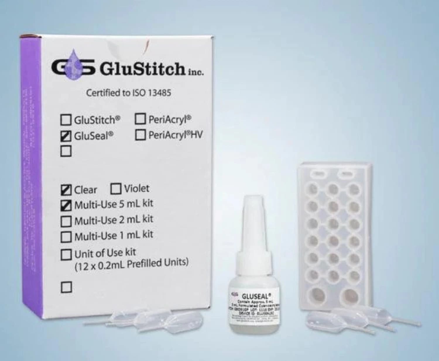 GluSeal Topical Skin Bandage, N-Butyl / 2-Octyl Cyanoacrylate, 5 mL, Clear, Each - Bandage Liquid GluSeal Low Vis - Image 1