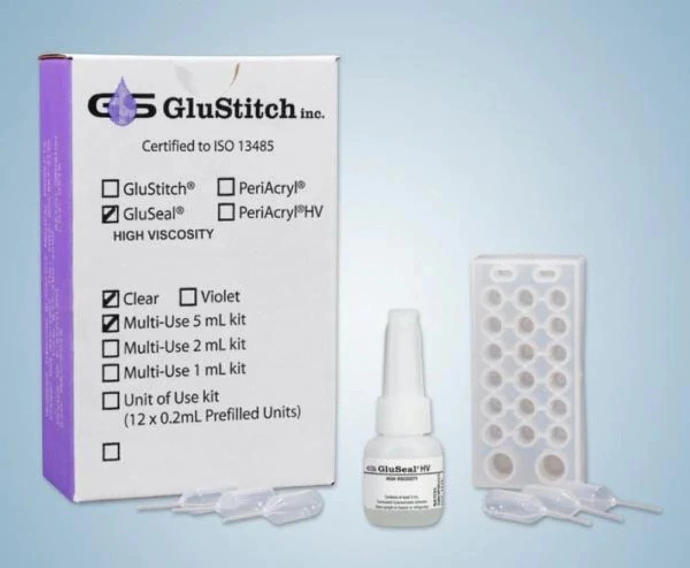 GluSeal Topical Skin Adhesive, N-Butyl / 2-Octyl Cyanoacrylate, 5 mL, Clear, Each - Bandage Liq GluSeal High Viscs - Image 1