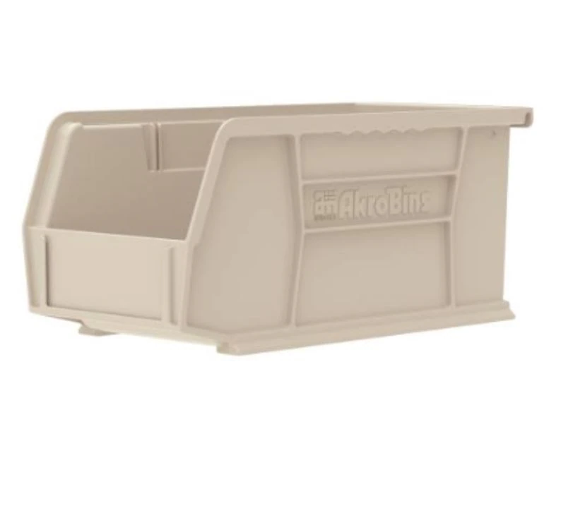 Akro-Mils AkroBins Storage Bin, Stone Polymer, with Label Holder, 9-1/4 x 6 x 5", 12/Case - Bin Storage Stack 9.25x6x5" - Image 1