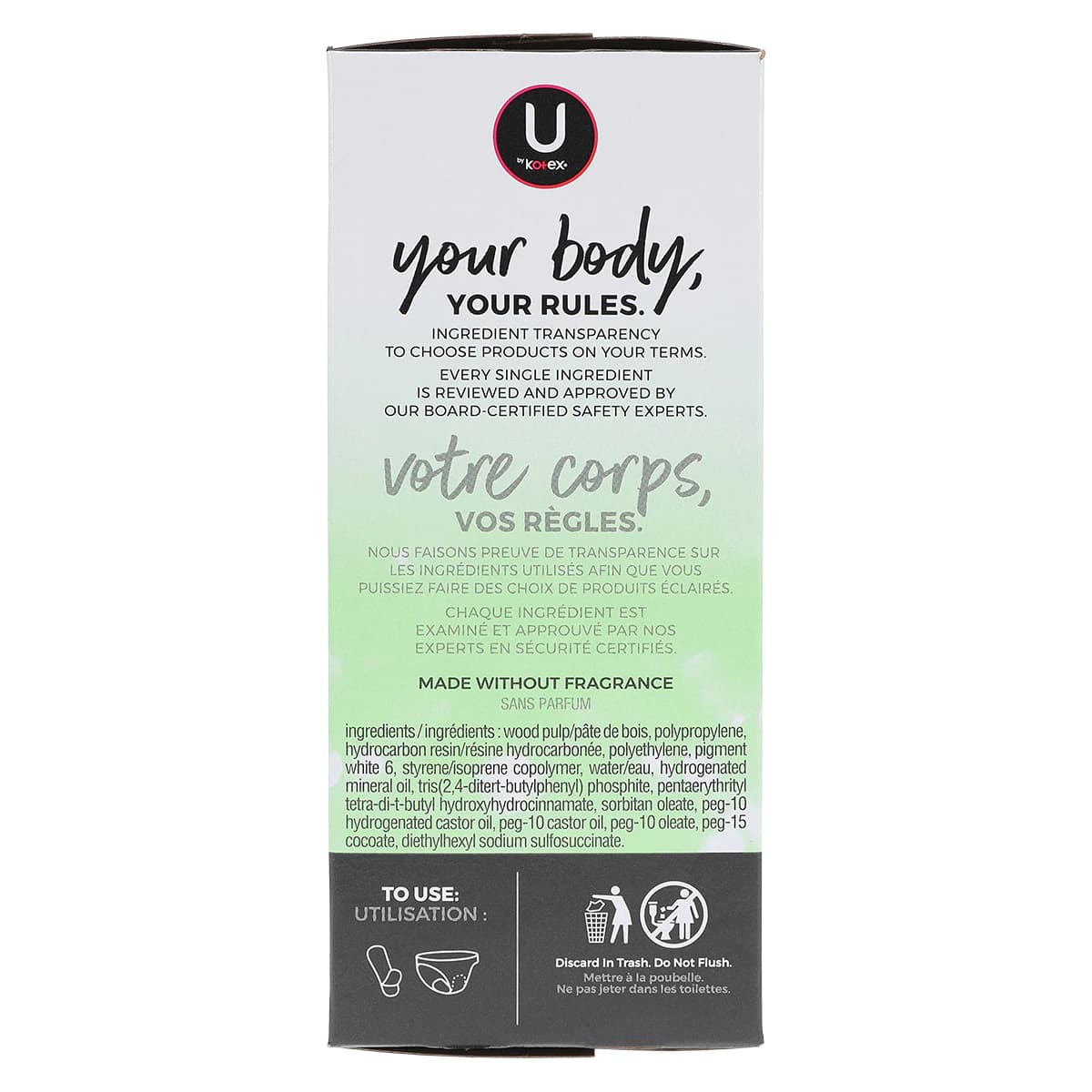 U by Kotex Panty Liner, Regular, Light Days, Fragrance Free, Latex-Free, White, 64/Pk thumbnail 2